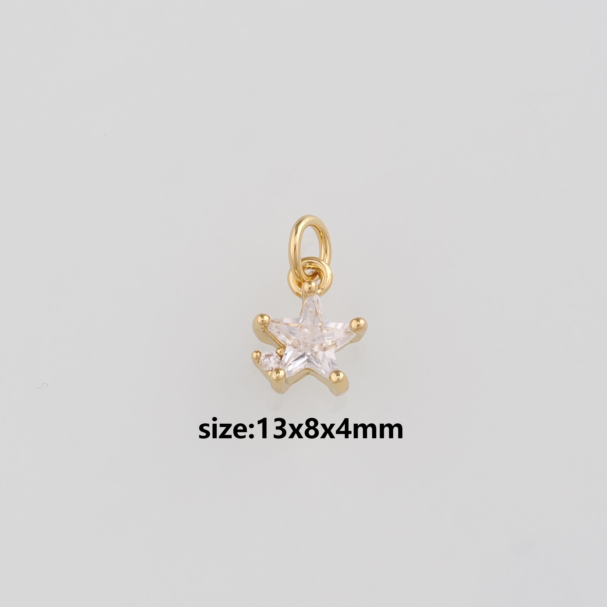 18K Gold Filled Star Pendant,CZ Micro Pave Celestial Charm Earrings Necklace for DIY Jewelry Making Supply