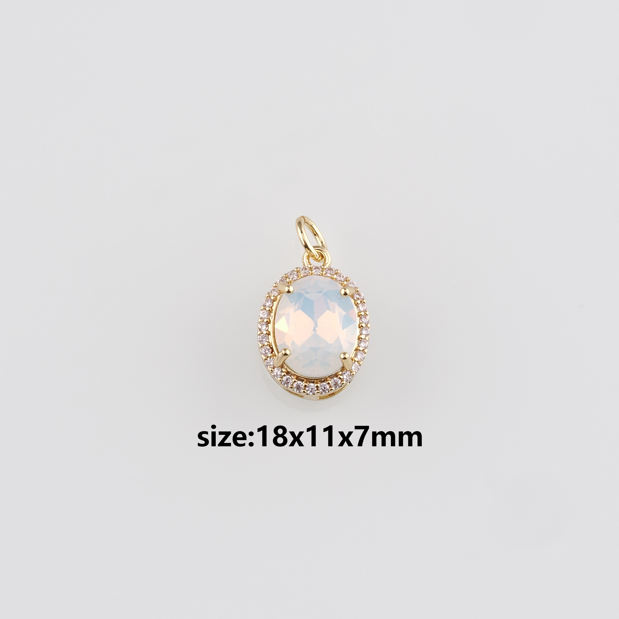 18K Gold Filled Oval Pendant,Crystal Oval Charm Earrings Necklace for DIY Jewelry Making Supply