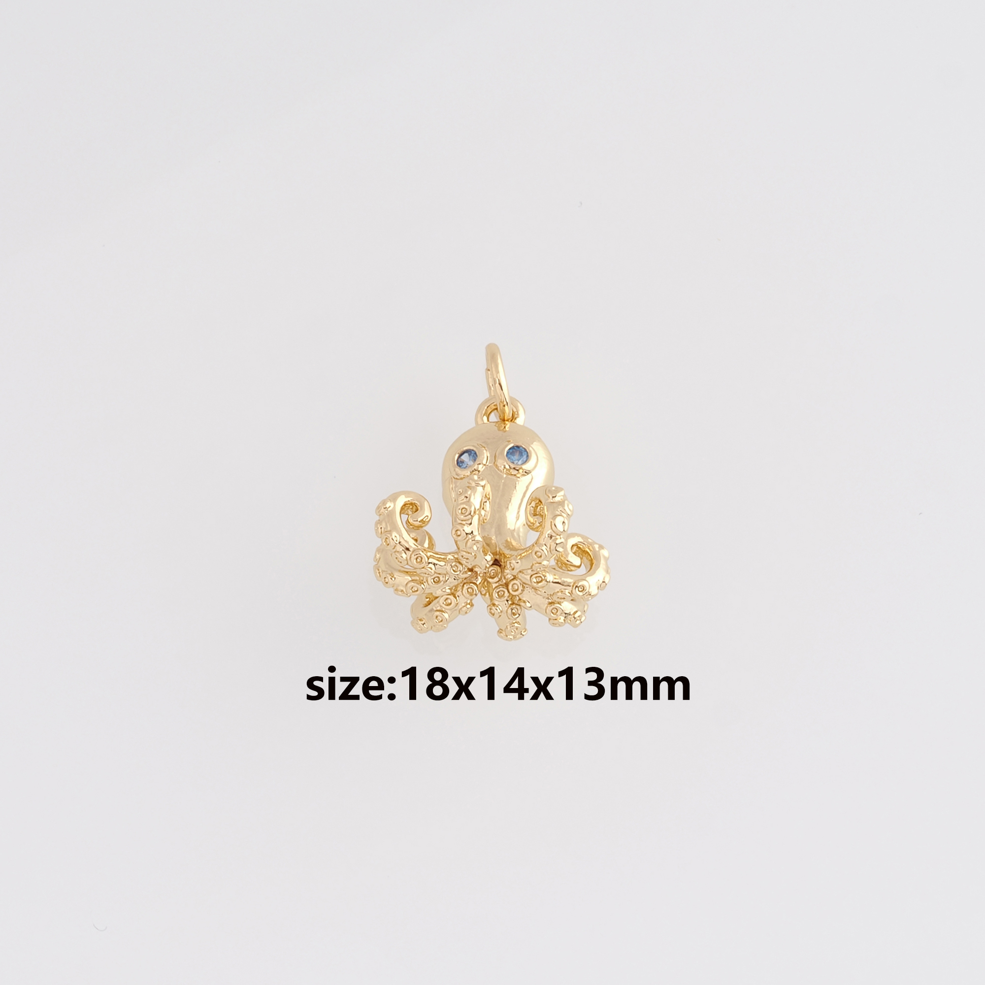 18K Gold Filled Octopus Pendant,CZ Micro Pave Octopus Charm Earrings Necklace for DIY Jewelry Making Supply