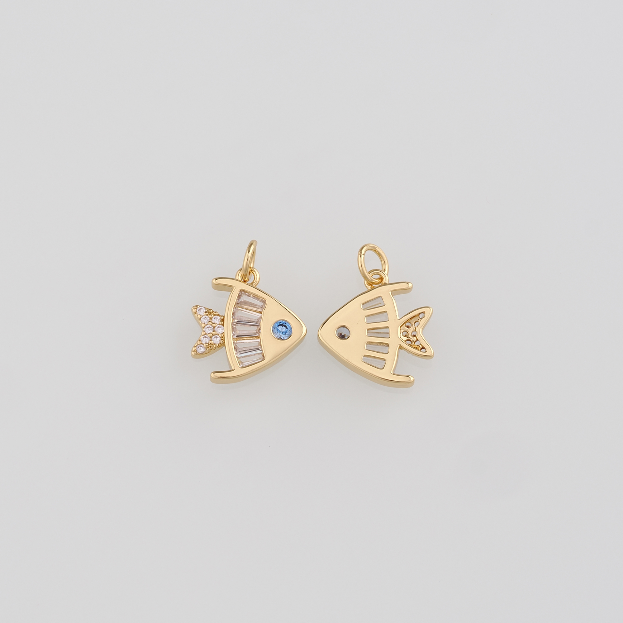 18K Gold Filled Fish Pendant,Ocean Fish Charm Earrings Necklace for DIY Jewelry Making Supply