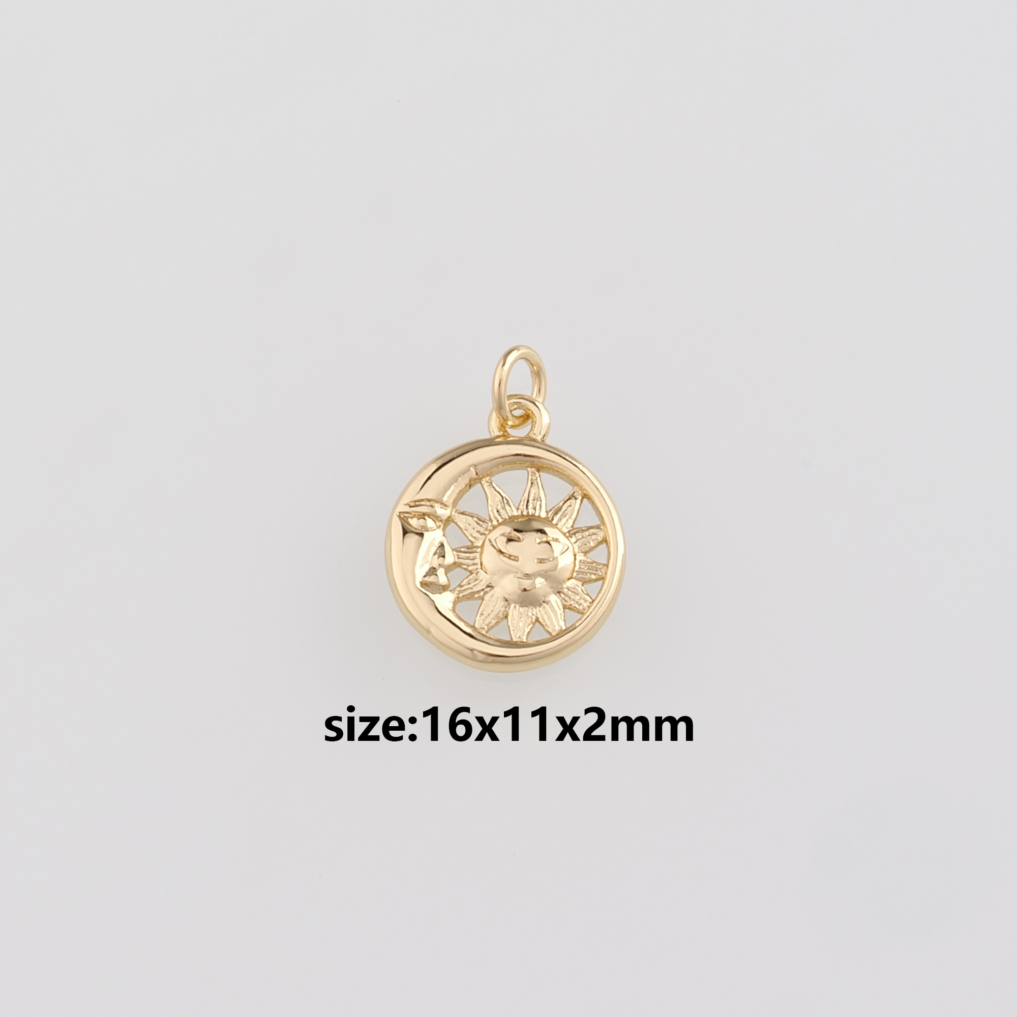 18K Gold Filled Sun Moon Pendant,Celestial Charm Earrings Necklace for DIY Jewelry Making Supply