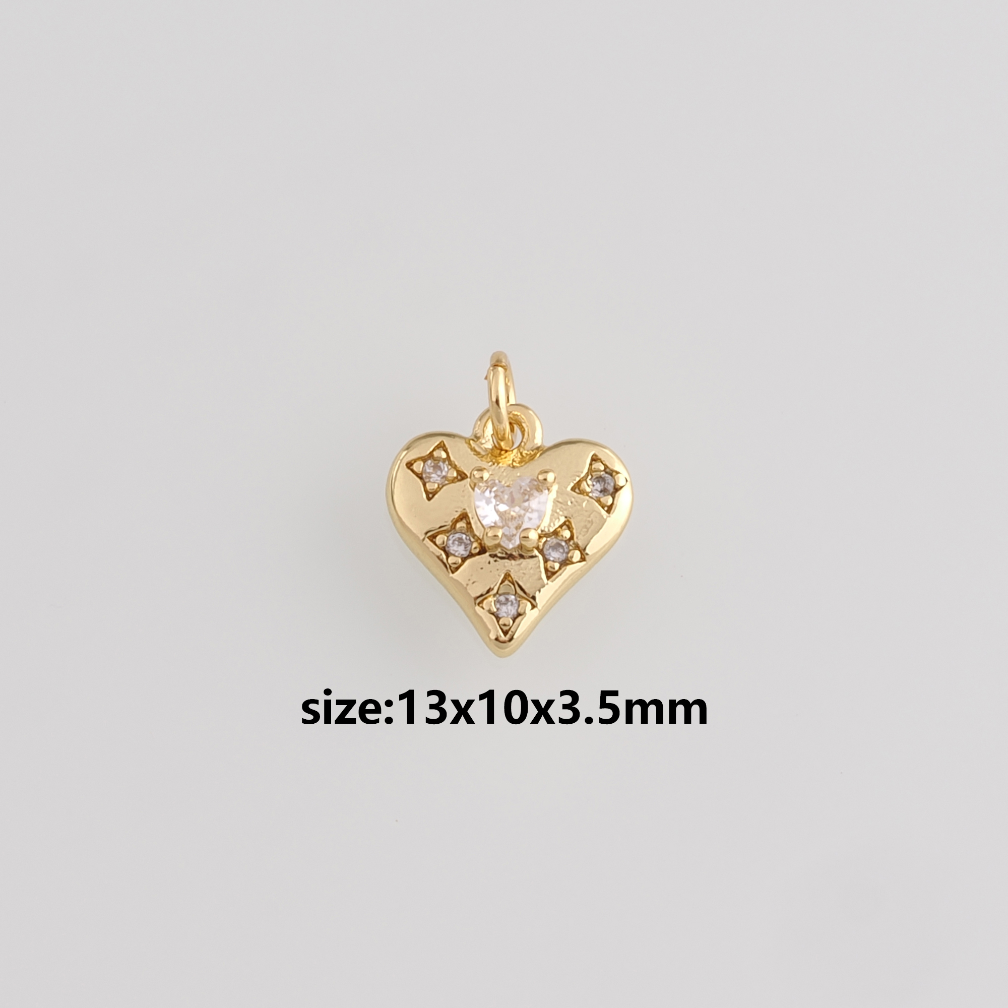 18K Gold Filled Heart Pendant,CZ Micro Pave Heart Charm Earrings Necklace for DIY Jewelry Making Supply