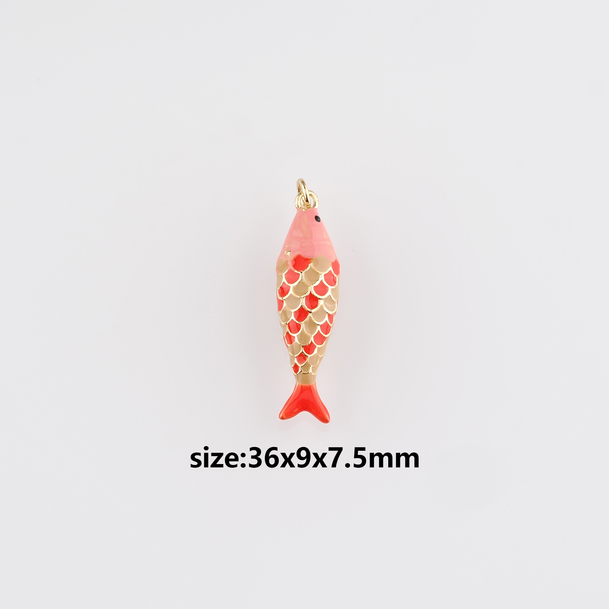 18K Gold Filled Fish Pendant,Enamel Ocean Fish Charm Earrings Necklace for DIY Jewelry Making Supply