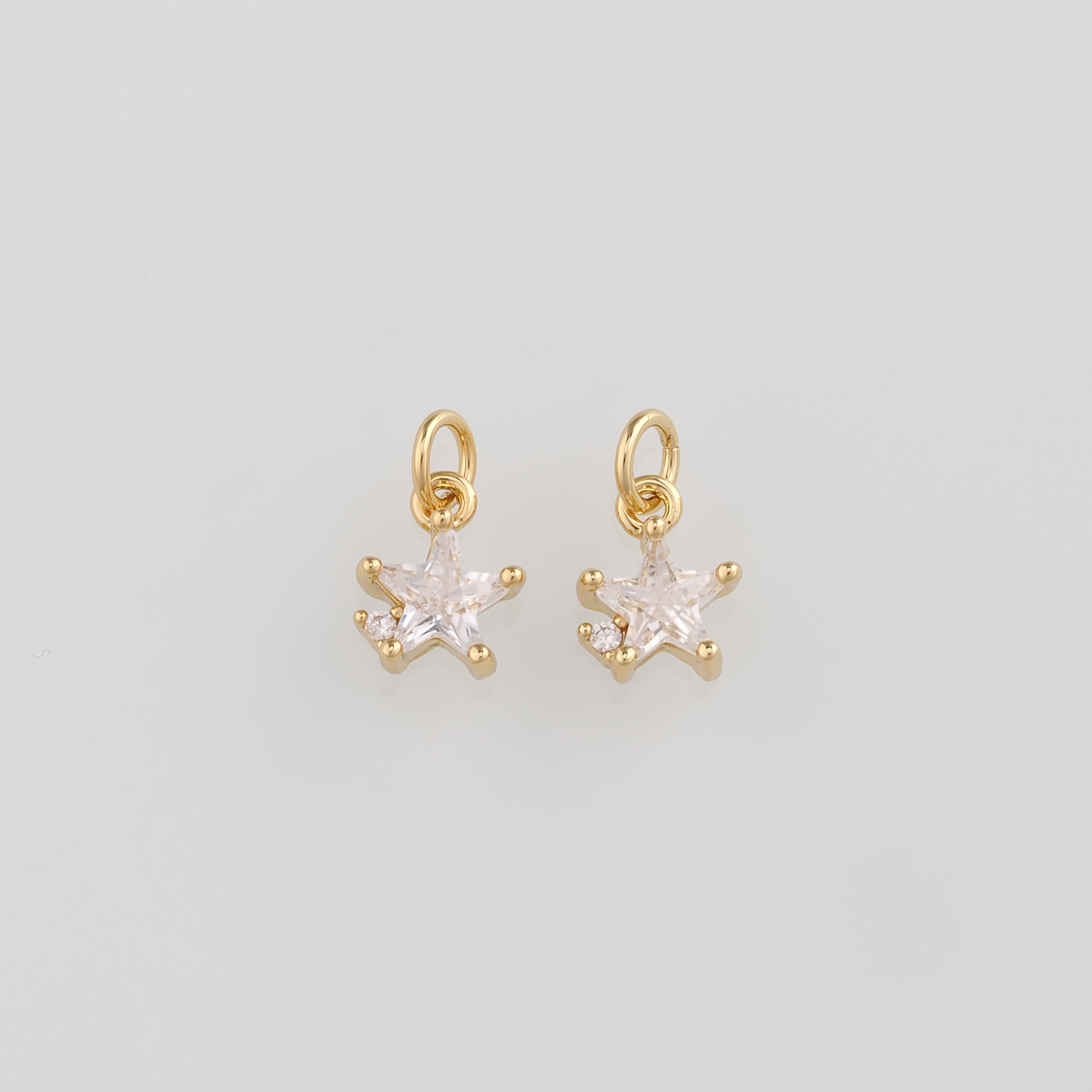 18K Gold Filled Star Pendant,CZ Micro Pave Celestial Charm Earrings Necklace for DIY Jewelry Making Supply