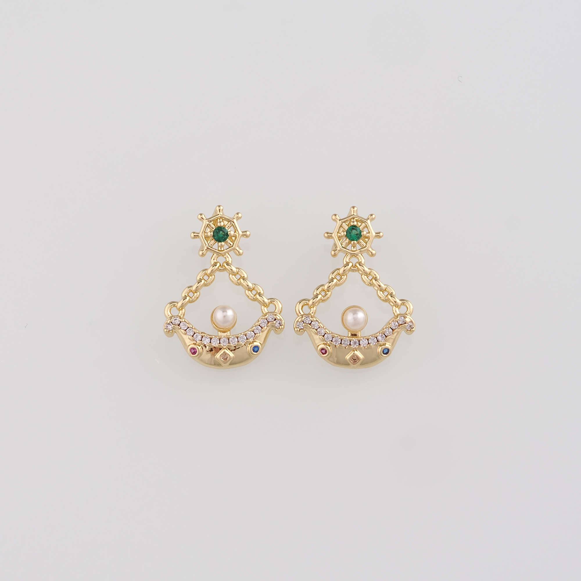 18K Gold Filled Pirate Ship Pendant,Dainty Boat Charm Earrings Necklace for DIY Jewelry Making Supply