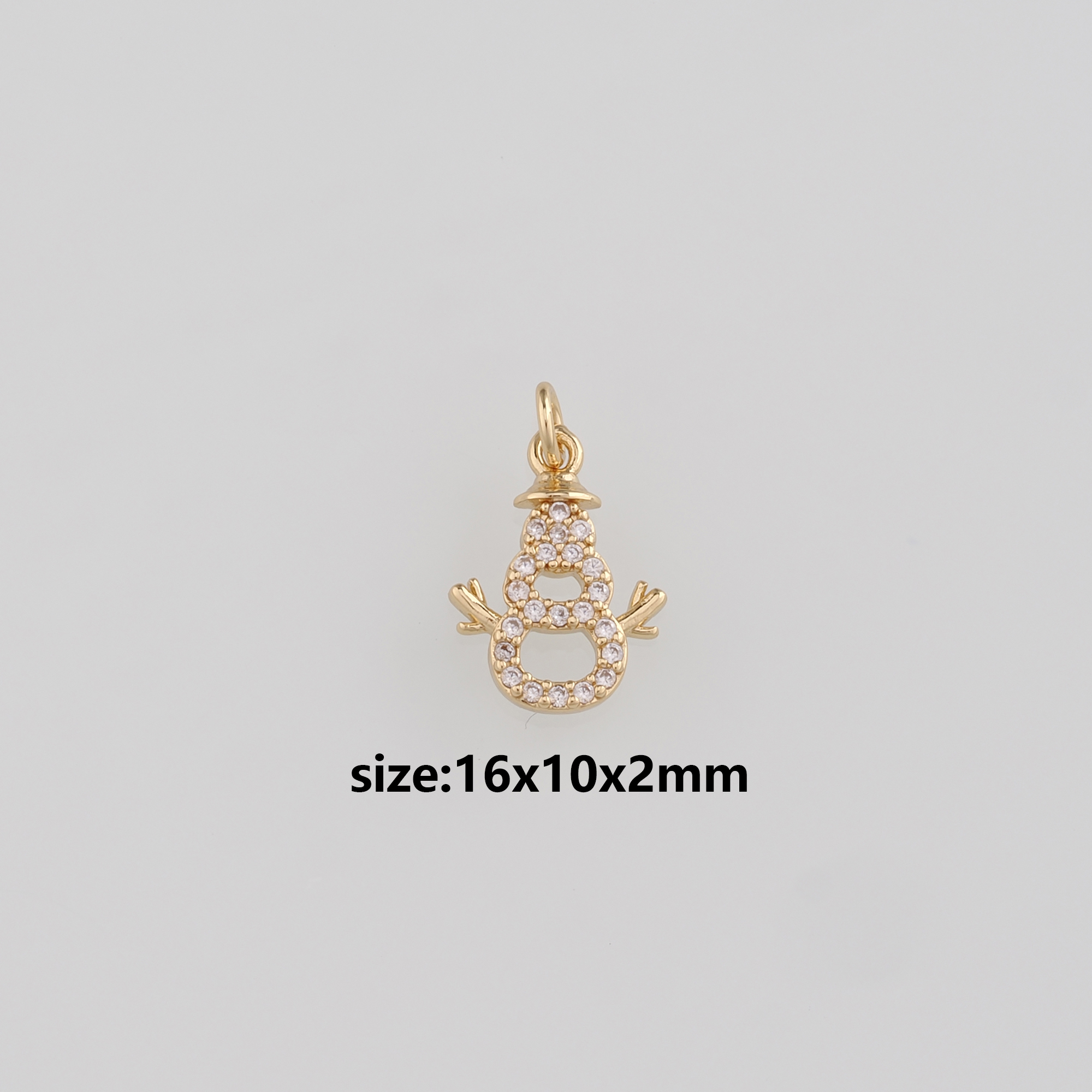 18K Gold Filled Snowman Pendant,CZ Micro Pave Christmas Snowman Charm Earrings Necklace for DIY Jewelry Making Supply
