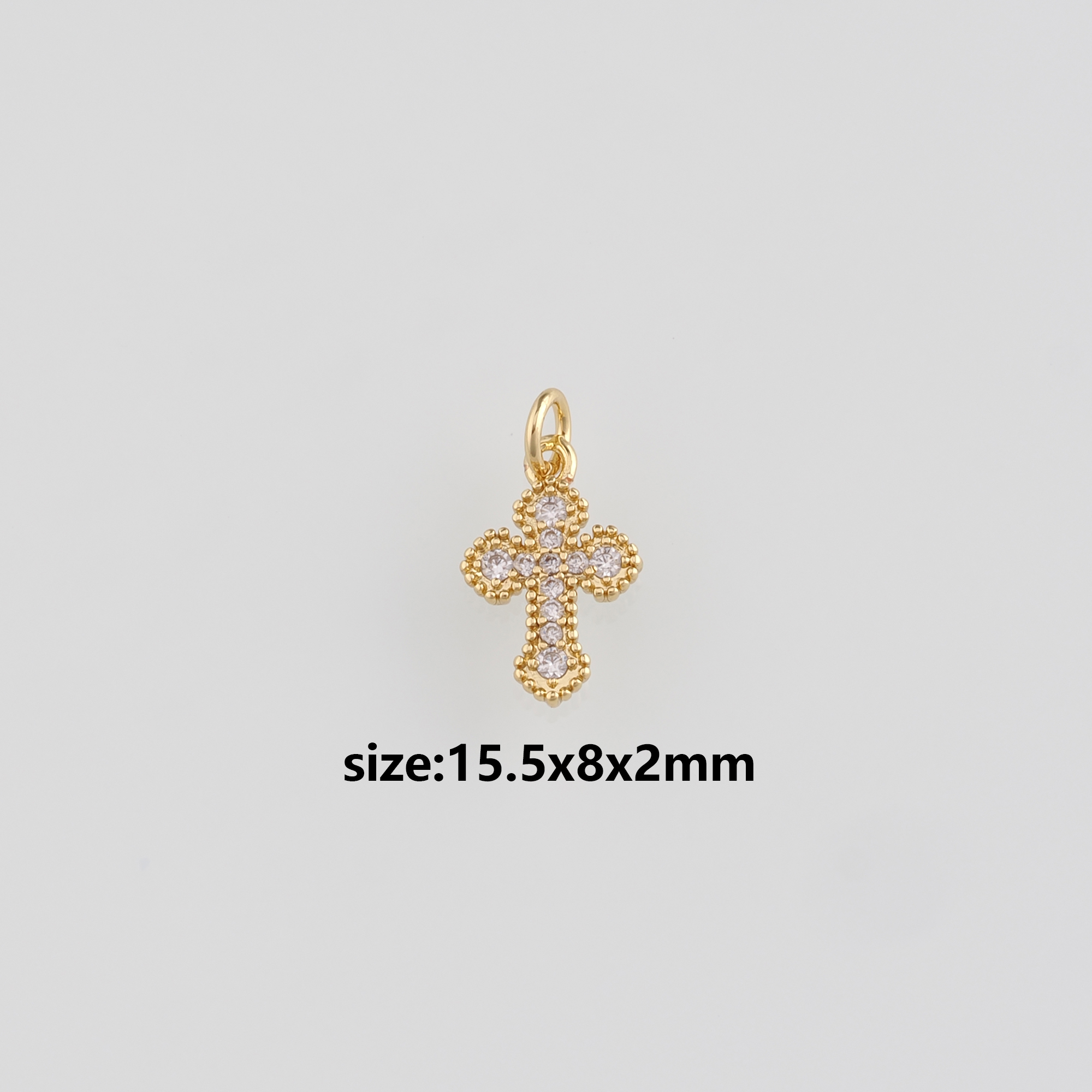 18K Gold Filled Cross Pendant,CZ Micro Pave Cross Charm Earrings Necklace for DIY Jewelry Making Supply