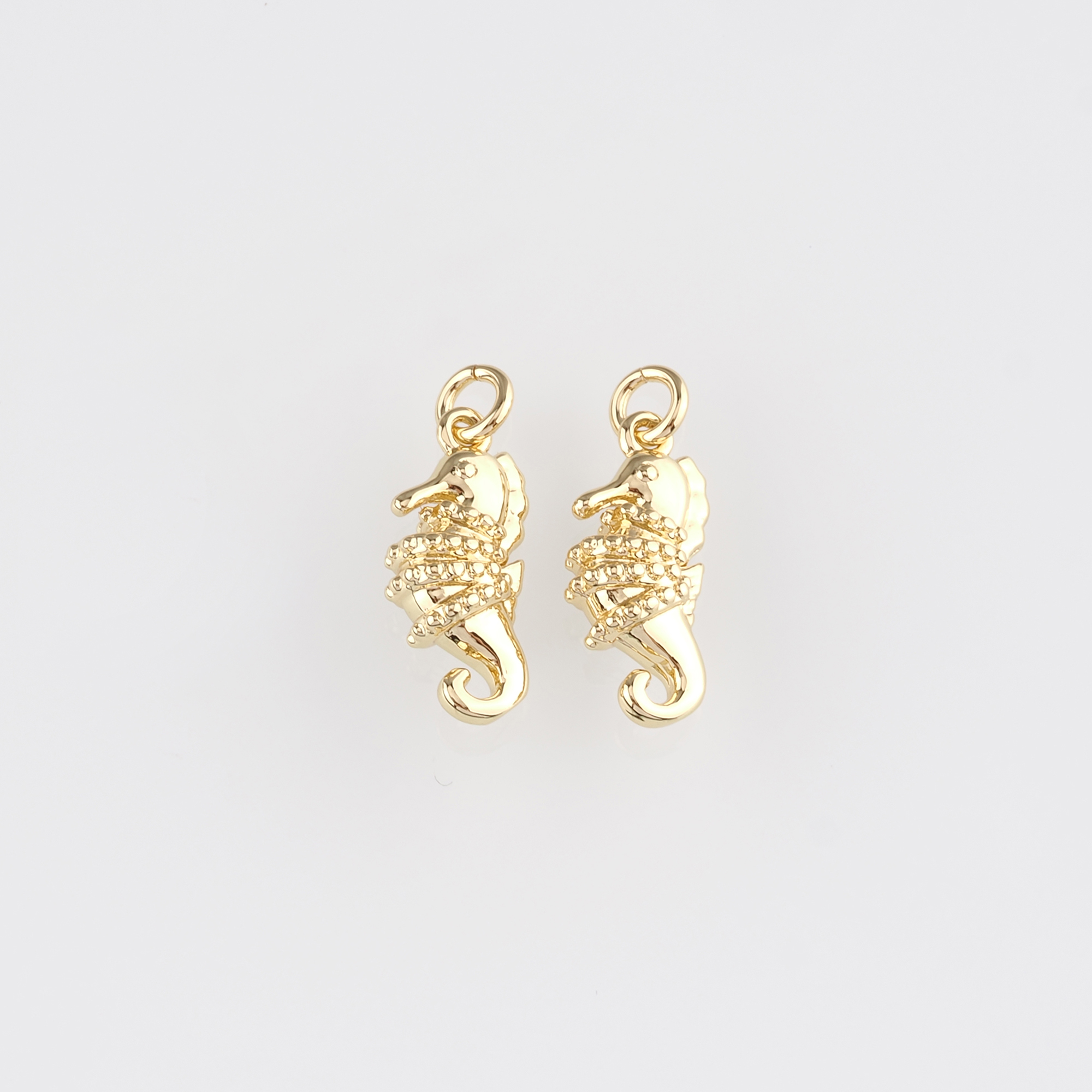 18K Gold Filled Seahorse Pendant,Gold Seahorse Charm Earrings Necklace for DIY Jewelry Making Supply