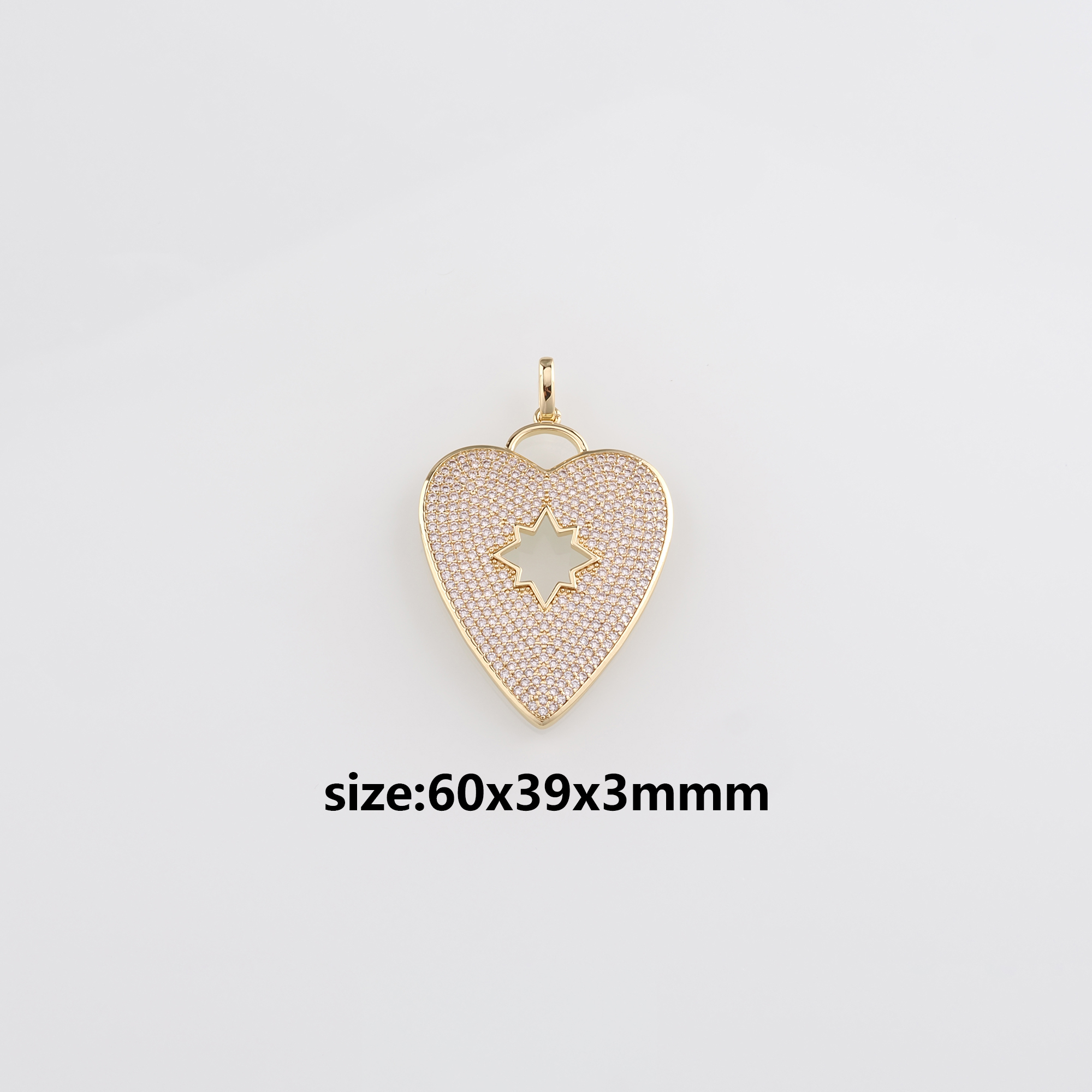 18K Gold Filled Heart Pendant,CZ Micro Pave Heart Charm Earrings Necklace for DIY Jewelry Making Supply
