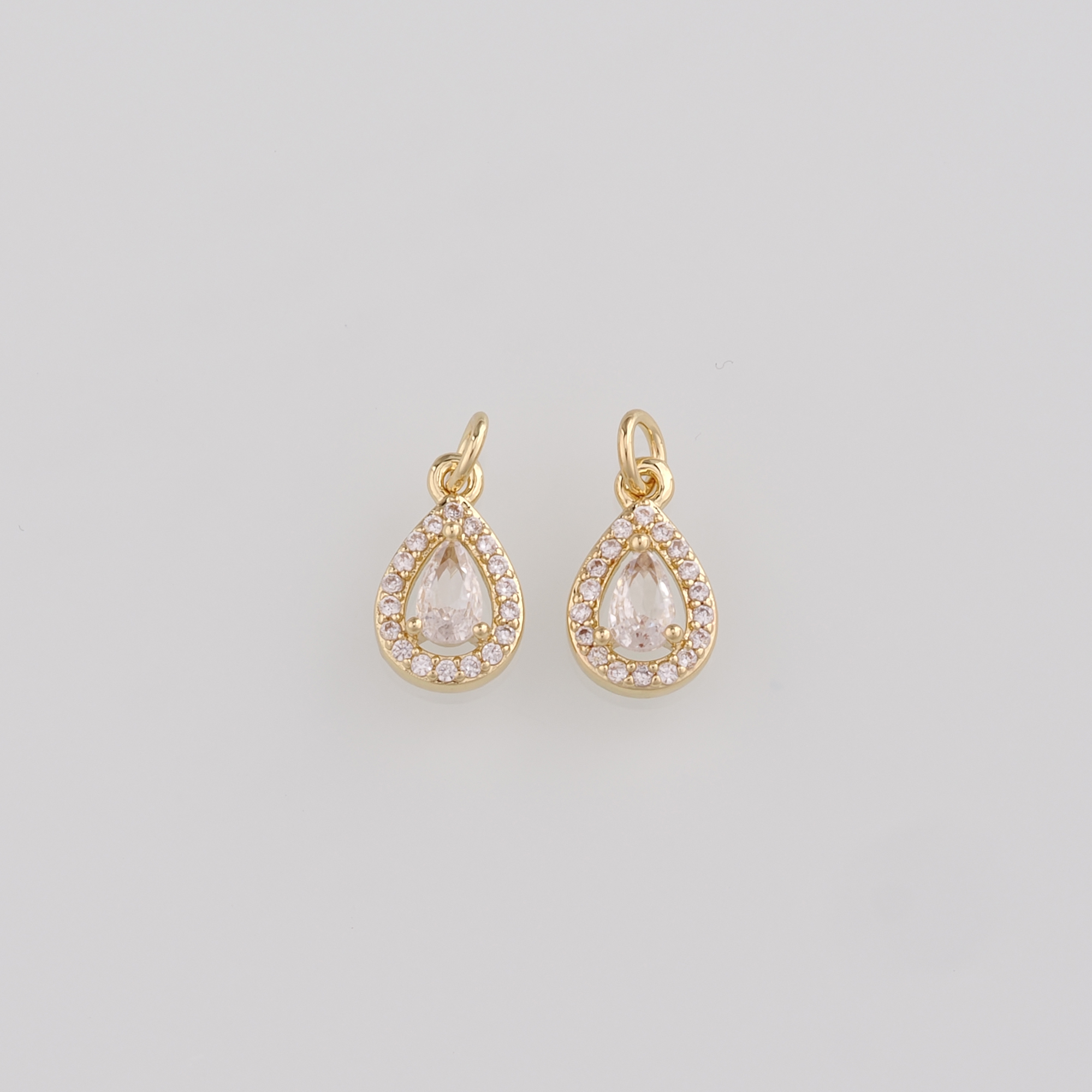 18K Gold Filled Teardrop Pendant,Crystal Water Drop Charm Earrings Necklace for DIY Jewelry Making Supply