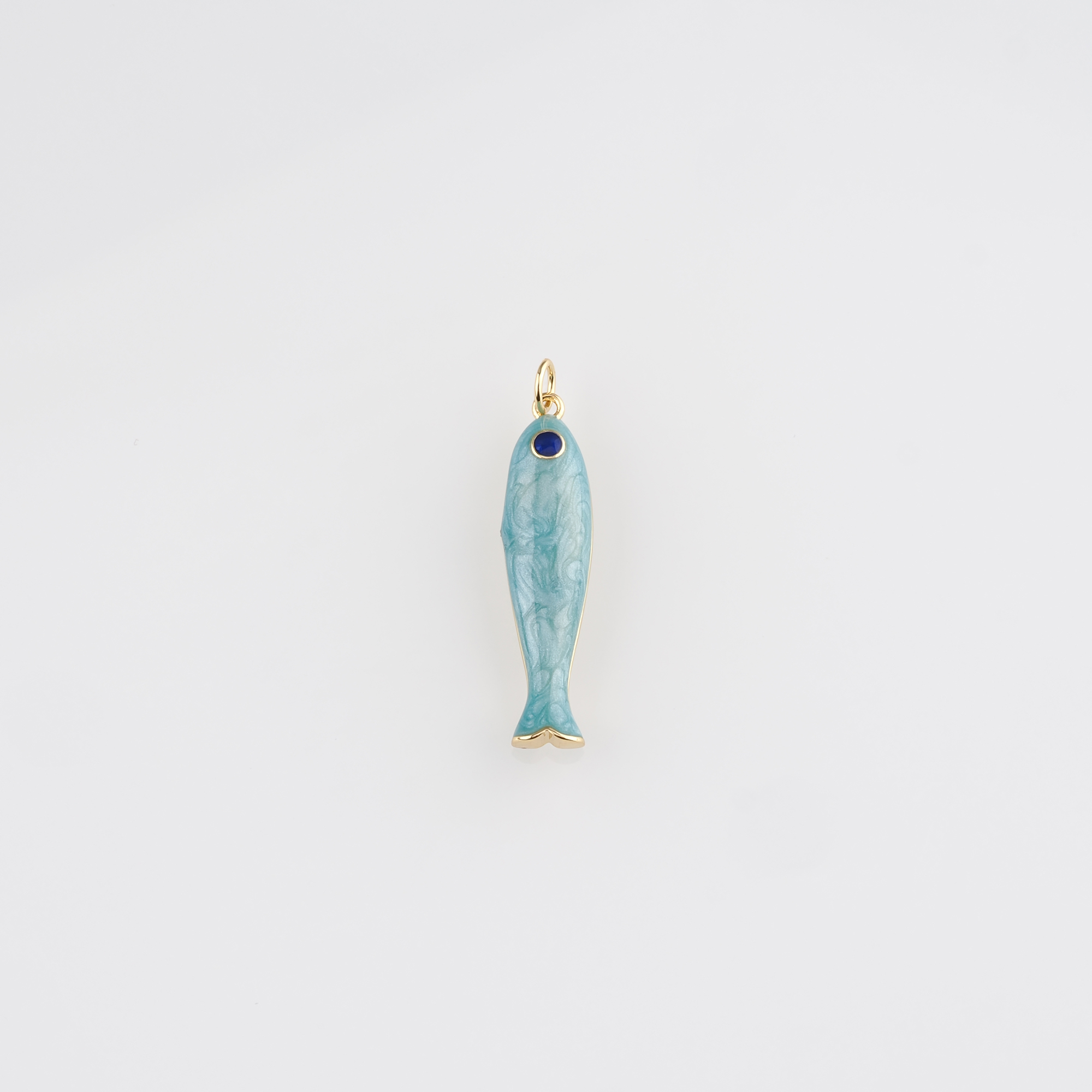 18K Gold Filled Fish Pendant,Enamel Ocean Fish Charm Earrings Necklace for DIY Jewelry Making Supply