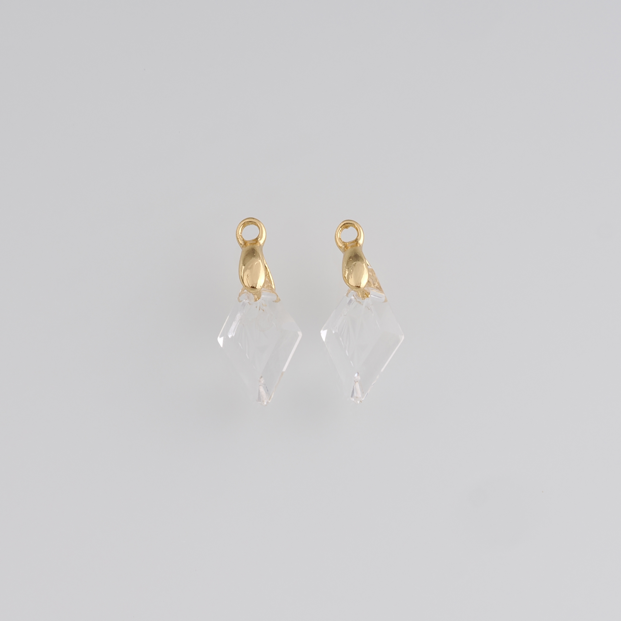 18K Gold Filled Rhombus Pendant,Rhombus Charm Earrings Necklace for DIY Jewelry Making Supply