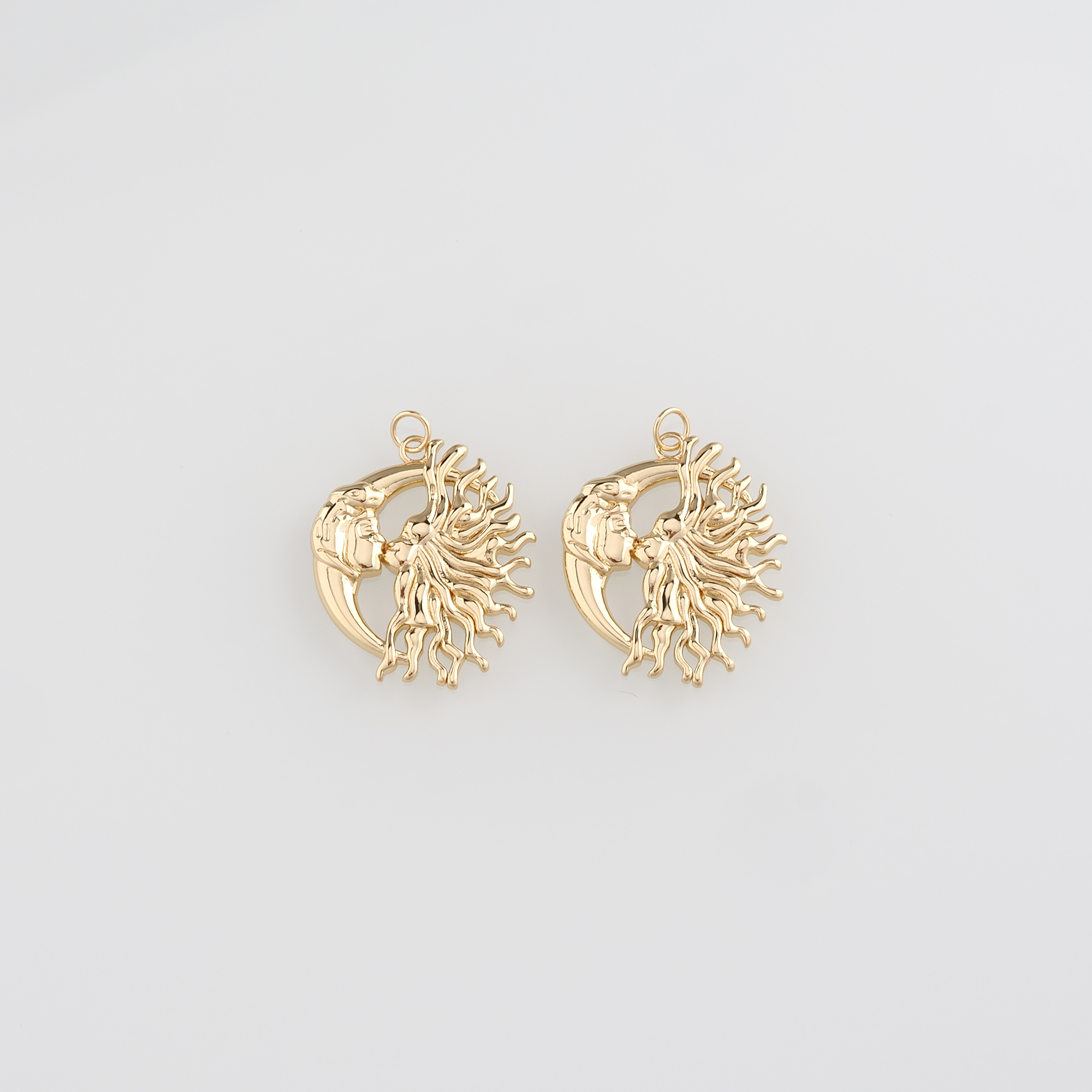 18K Gold Filled Sun Moon Pendant,Celestial Charm Earrings Necklace for DIY Jewelry Making Supply