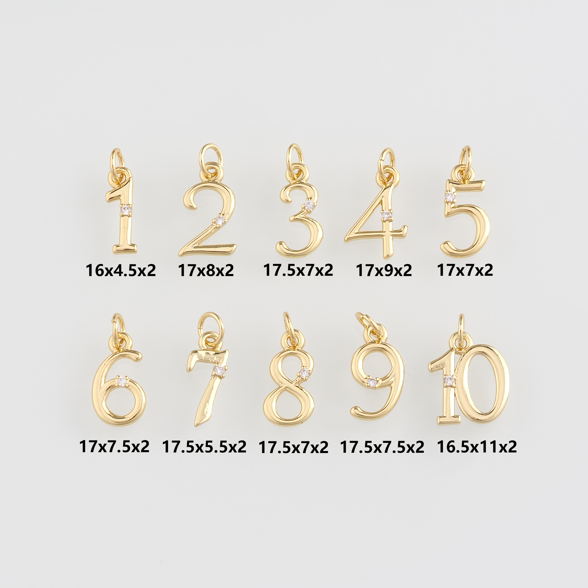 18K Gold Filled Number Pendant,Number Charm Earrings Necklace for DIY Jewelry Making Supply