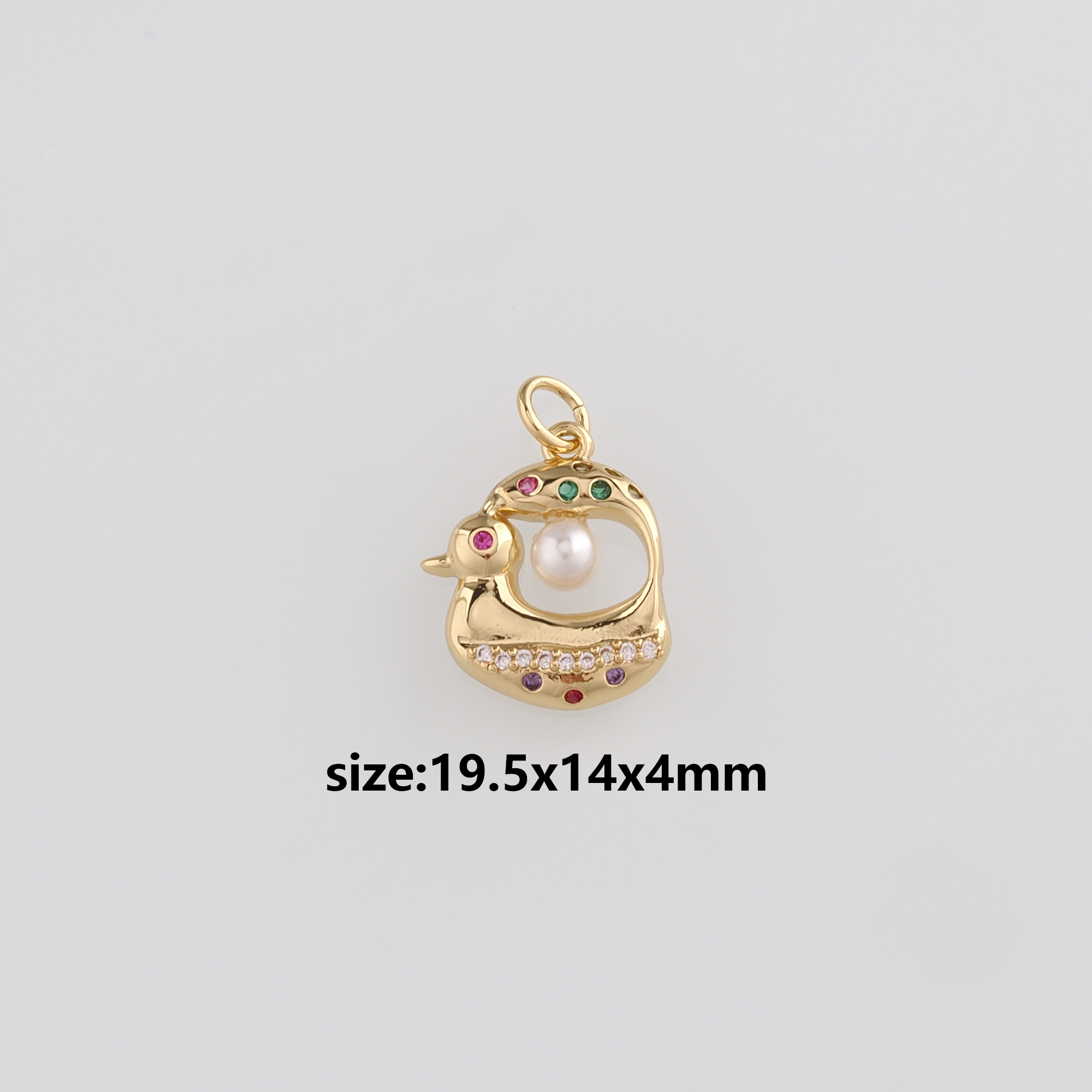 18K Gold Filled Duck Pendant,Animal Charm Earrings Necklace for DIY Jewelry Making Supply