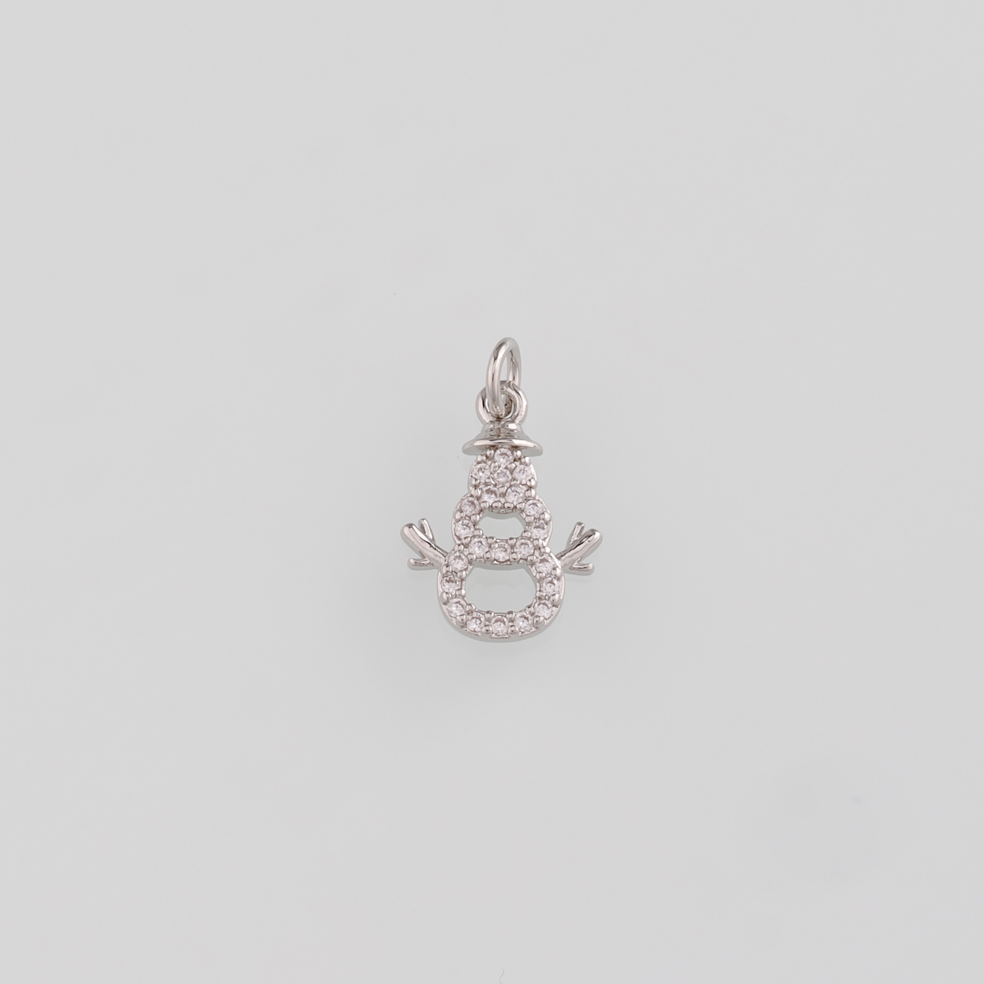 18K Gold Filled Snowman Pendant,CZ Micro Pave Christmas Snowman Charm Earrings Necklace for DIY Jewelry Making Supply