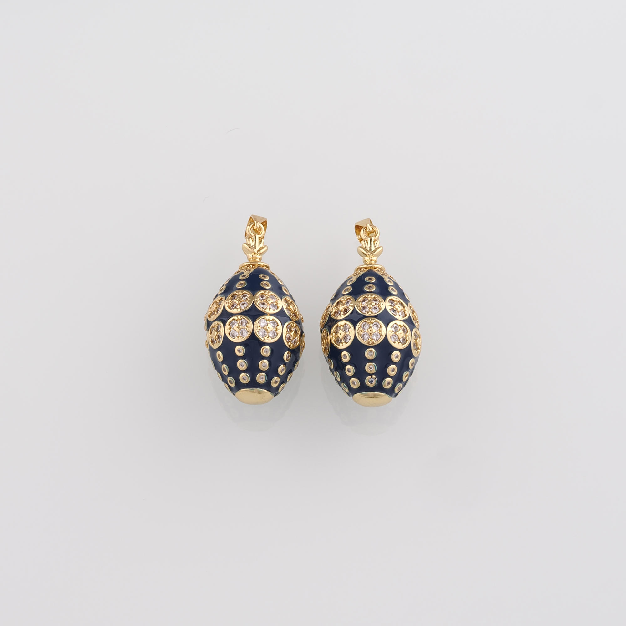 18K Gold Filled Oval Pendant,CZ Micro Pave Oval Charm Earrings Necklace for DIY Jewelry Making Supply