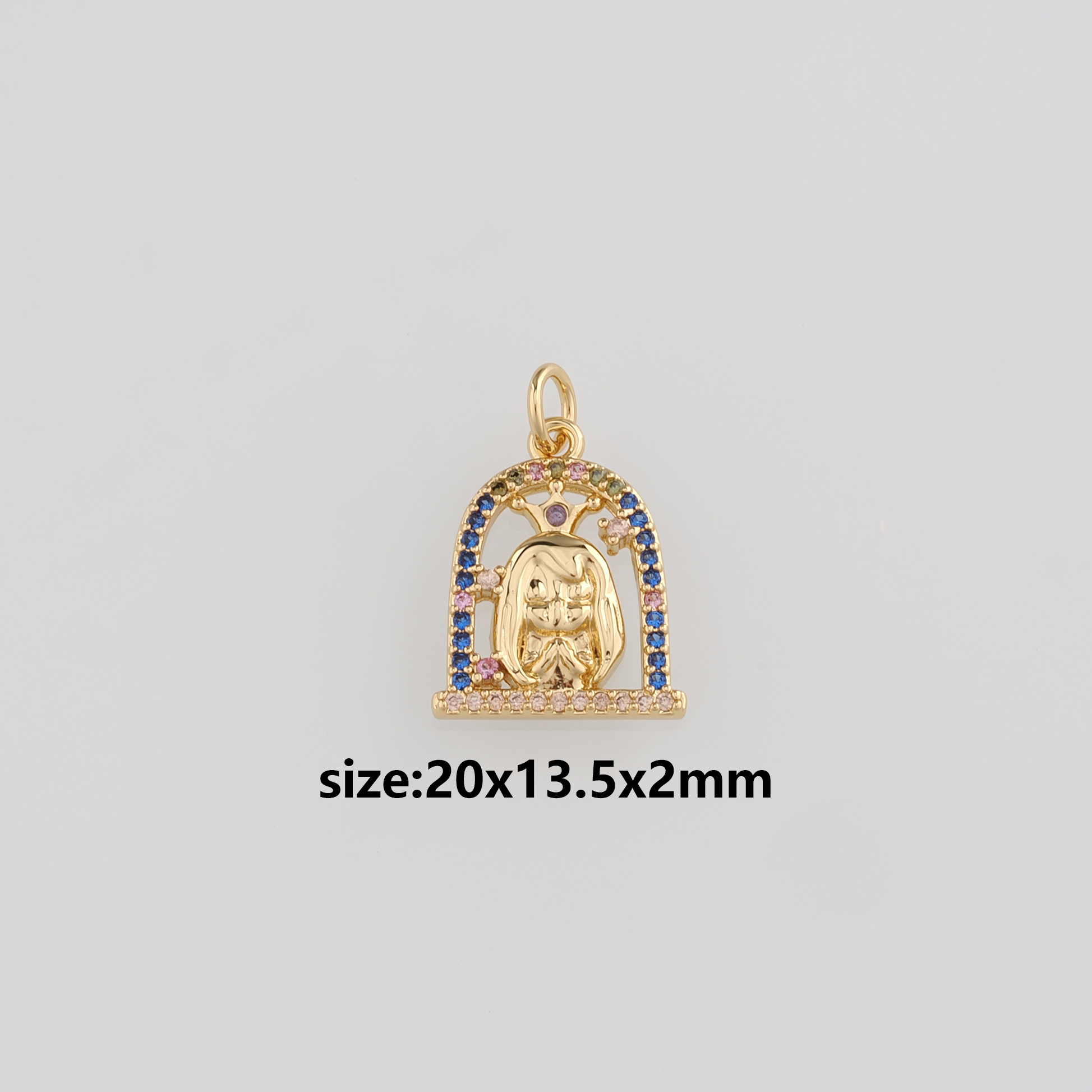 18K Gold Filled Queen Pendant,CZ Micro Pave Queen Charm Earrings Necklace for DIY Jewelry Making Supply
