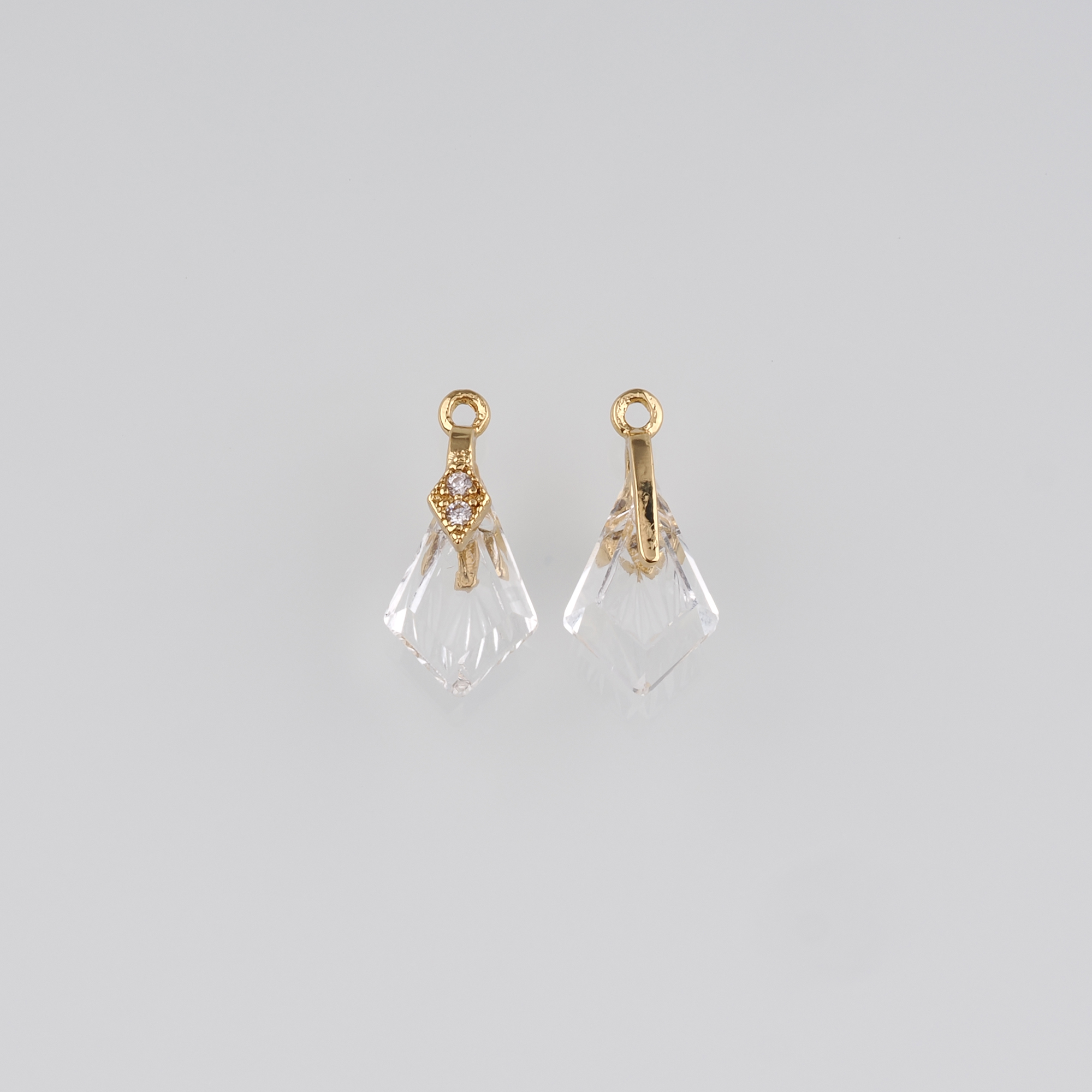 18K Gold Filled Rhombus Pendant,Rhombus Charm Earrings Necklace for DIY Jewelry Making Supply