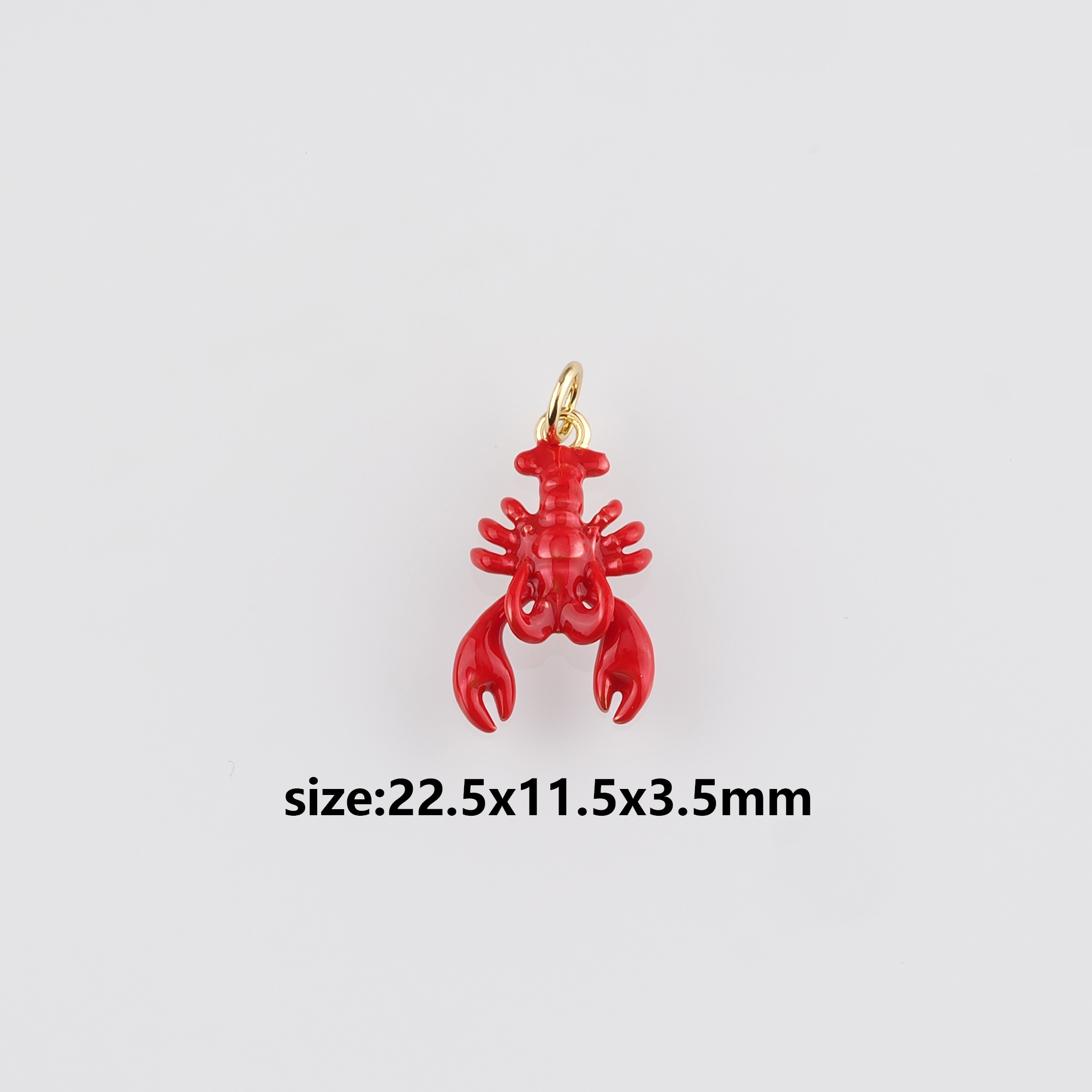 18K Gold Filled Lobster Pendant,Ocean Chamr,Enamel Lobster Earrings Necklace for DIY Jewelry Making Supply