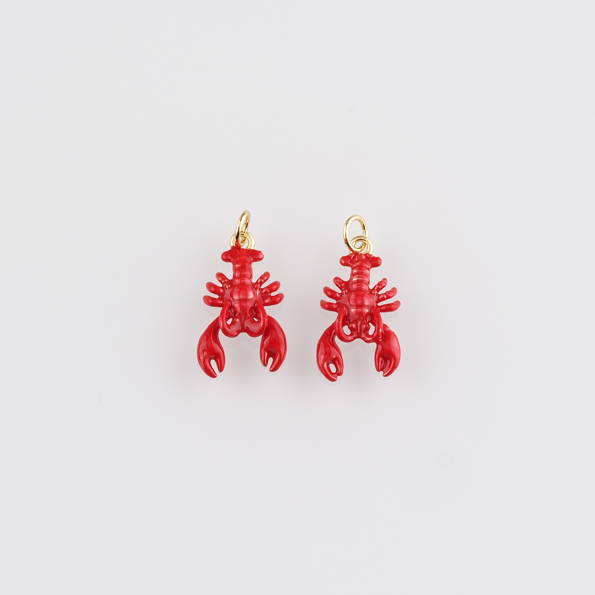 18K Gold Filled Lobster Pendant,Ocean Chamr,Enamel Lobster Earrings Necklace for DIY Jewelry Making Supply