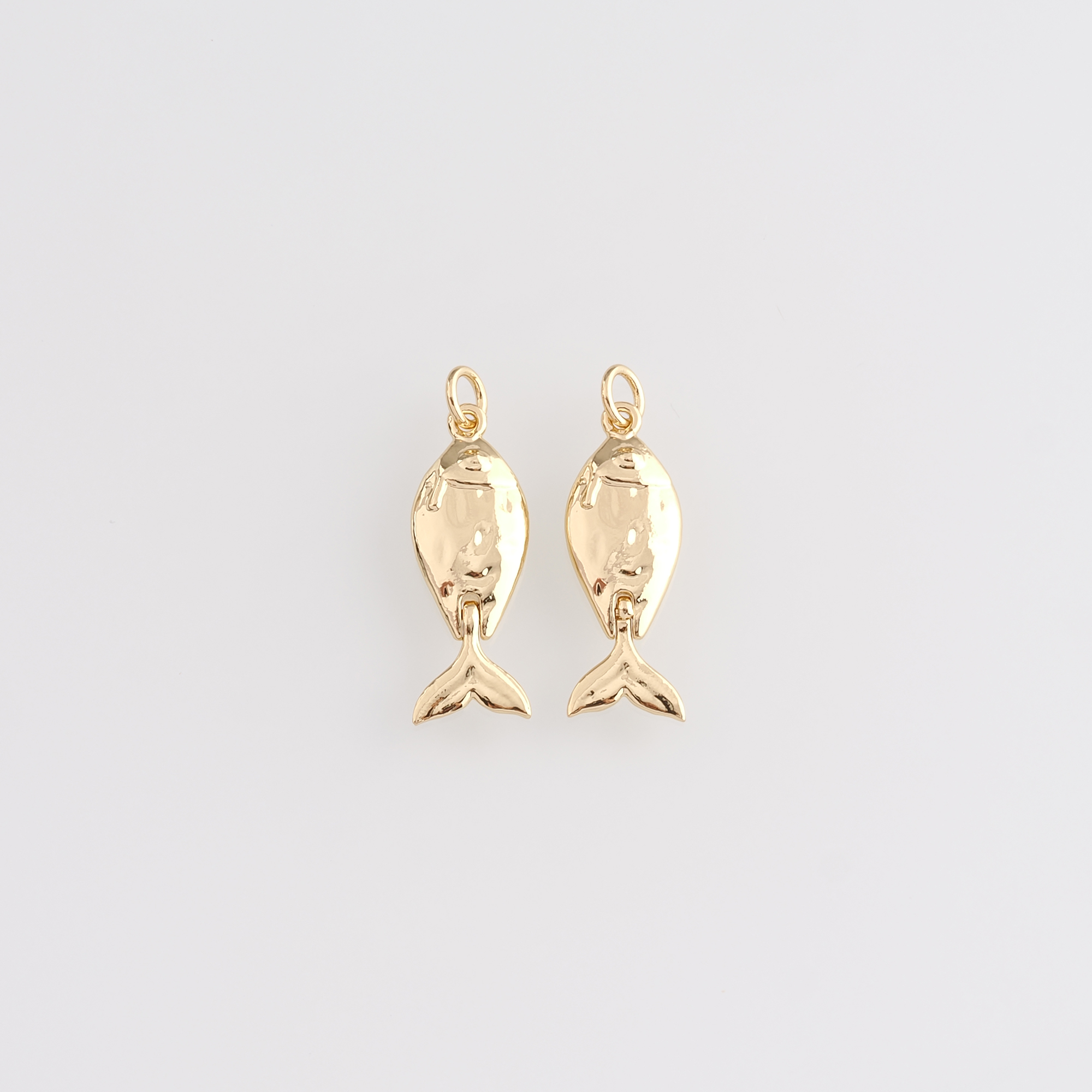 18K Gold Filled Fish Pendant,Ocean Fish Charm Earrings Necklace for DIY Jewelry Making Supply