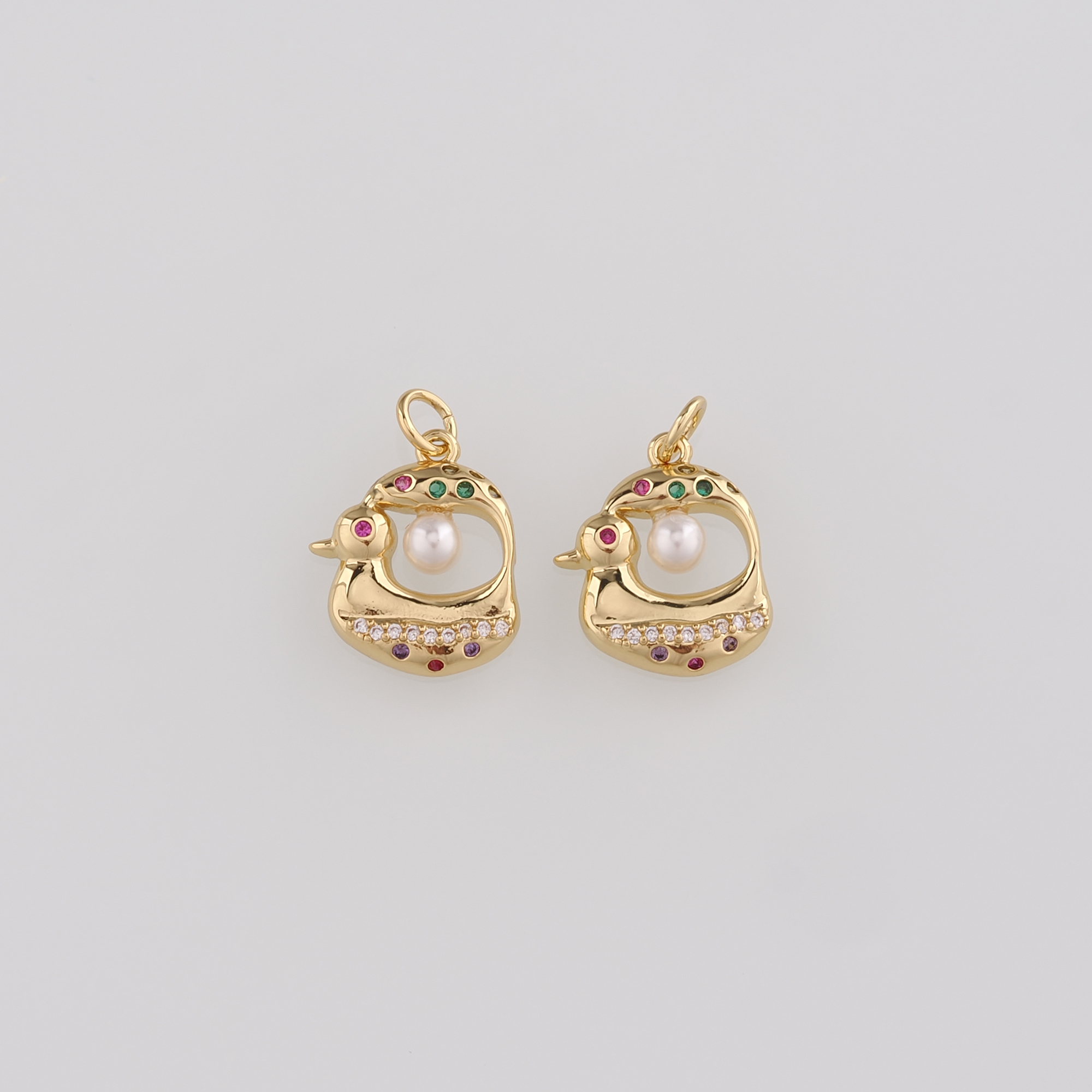 18K Gold Filled Duck Pendant,Animal Charm Earrings Necklace for DIY Jewelry Making Supply