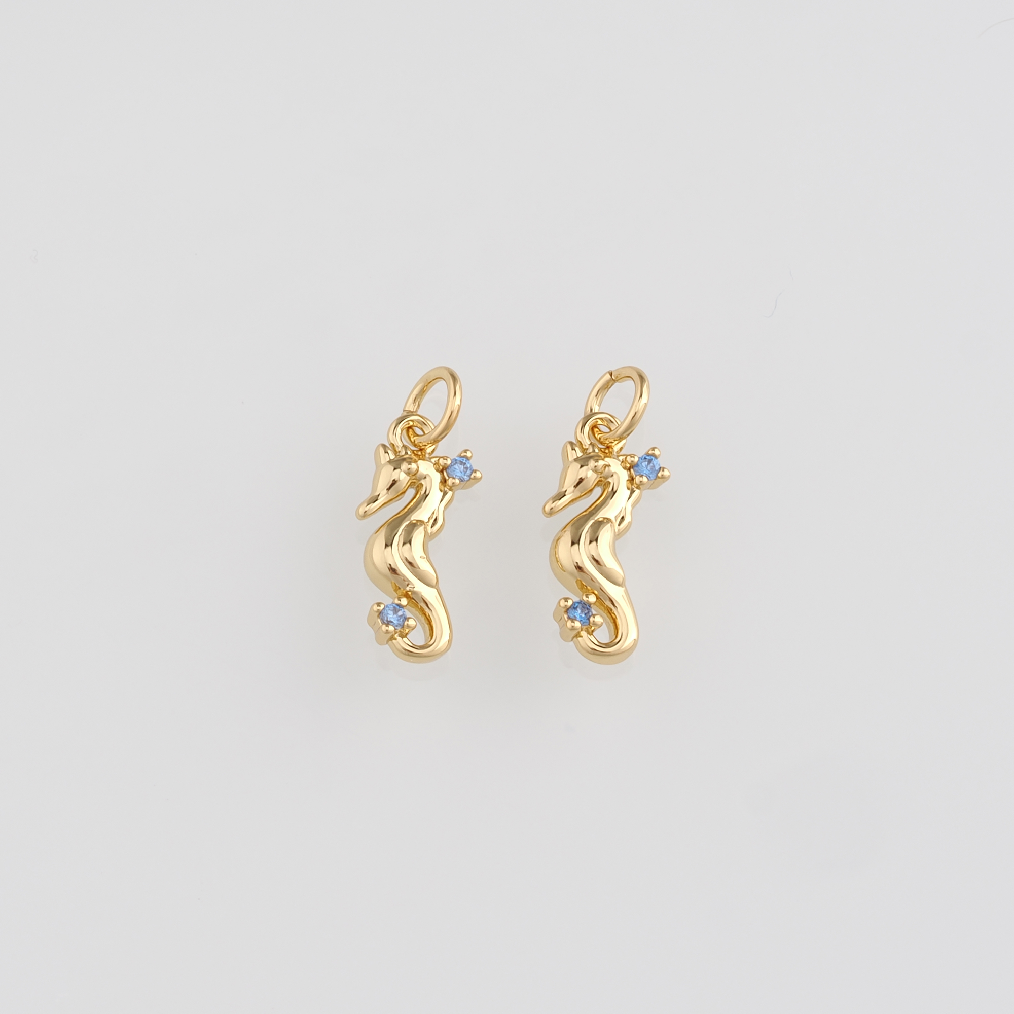18K Gold Filled Seahorse Pendant,CZ Micro Pave Seahorse Charm Earrings Necklace for DIY Jewelry Making Supply