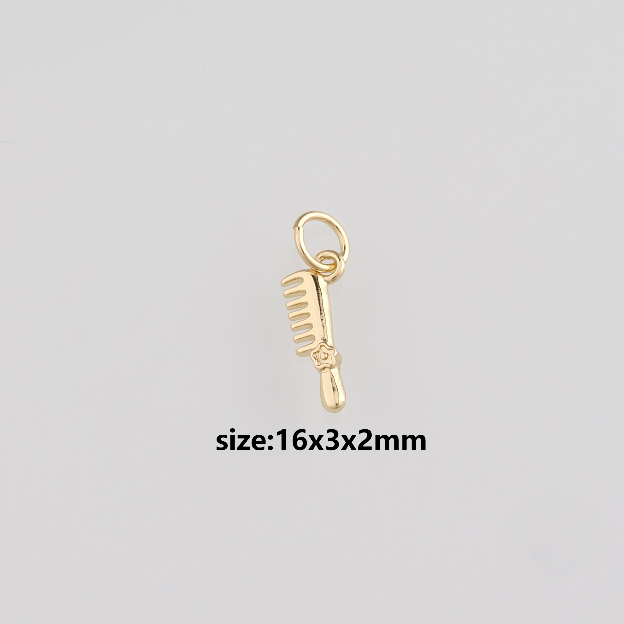 18K Gold Filled Comb Pendant,Hairstylist Charm,Comb Earrings Necklace for DIY Jewelry Making Supply