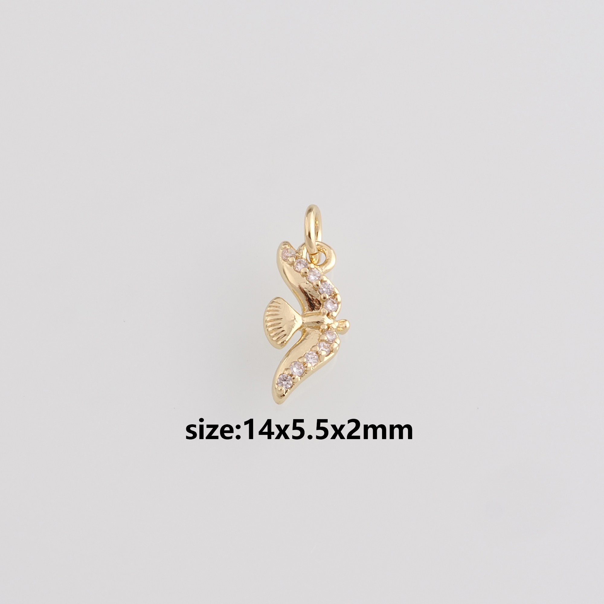 18K Gold Filled Bird Pendant,CZ Micro Pave Bird Charm Earrings Necklace for DIY Jewelry Making Supply