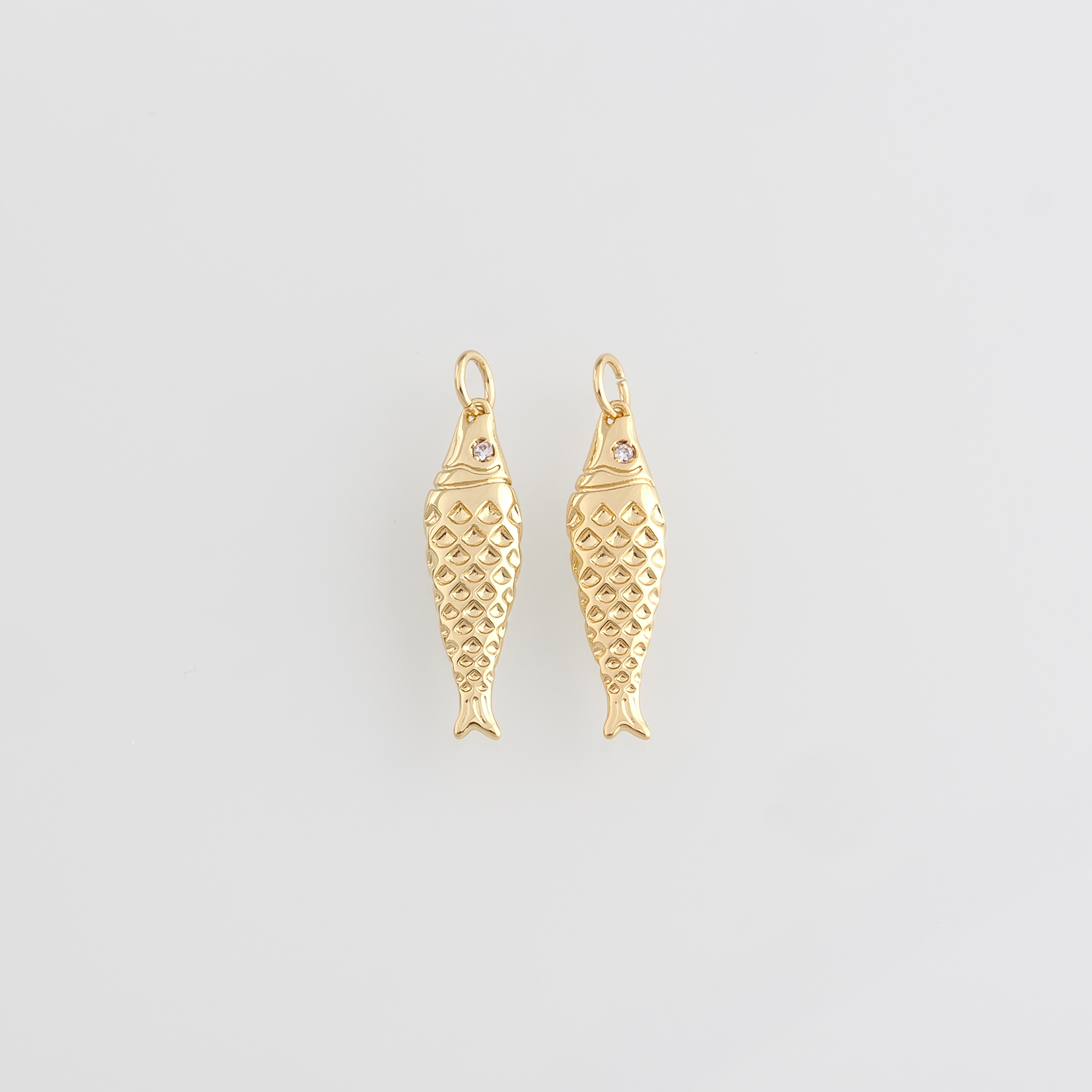 18K Gold Filled Fish Pendant,Ocean Fish Charm Earrings Necklace for DIY Jewelry Making Supply