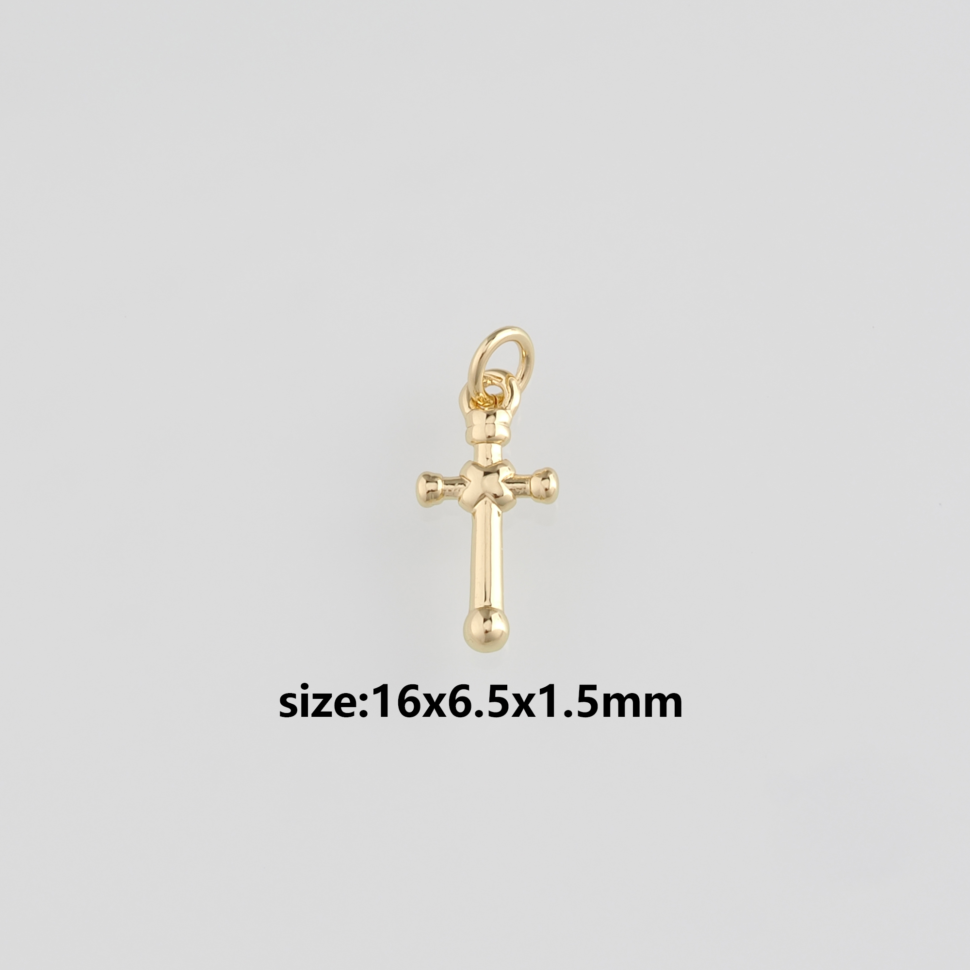 18K Gold Filled Cross Pendant,Religious Charm Earrings Necklace for DIY Jewelry Making Supply