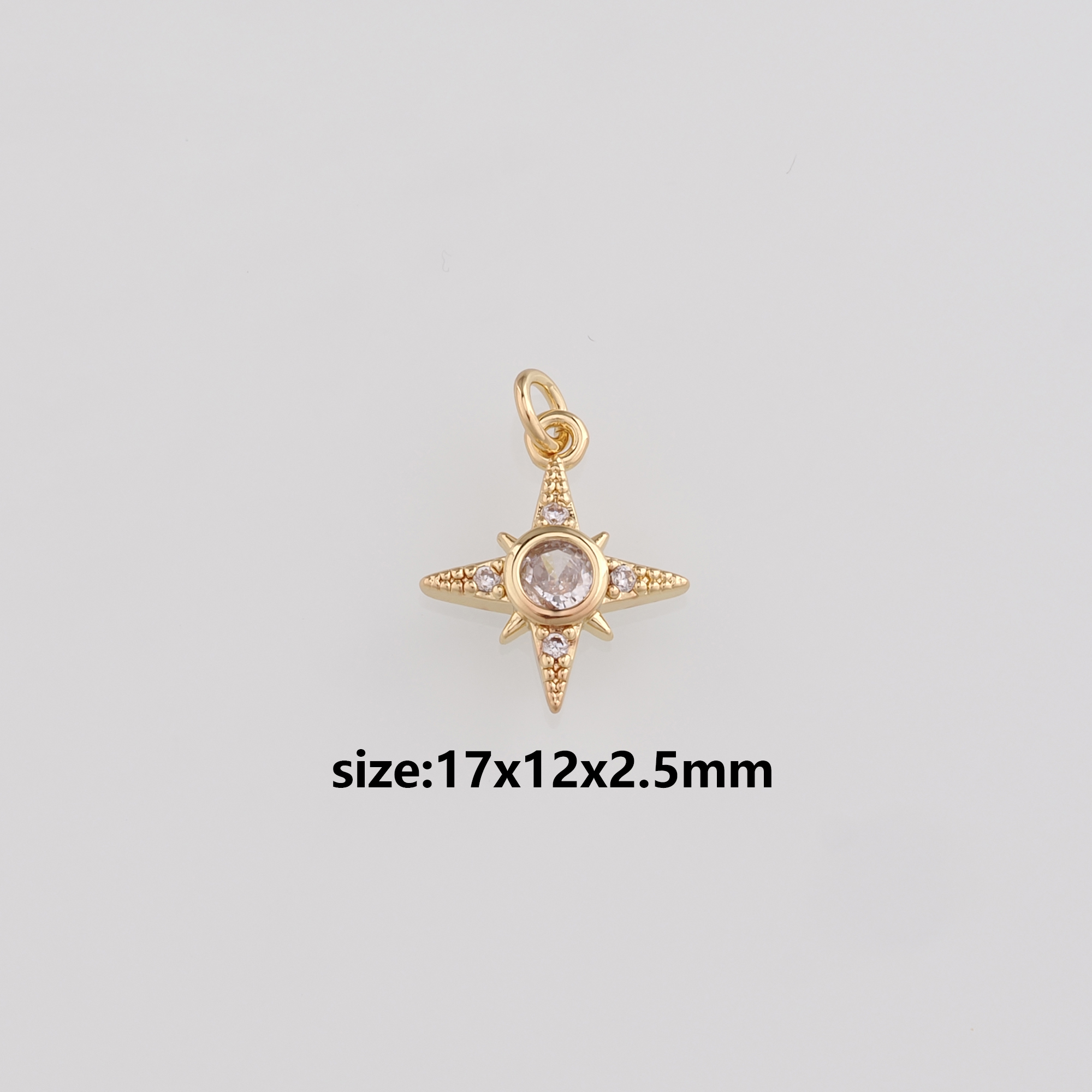 18K Gold Filled North Star Pendant,Celestial Charm Earrings Necklace for DIY Jewelry Making Supply