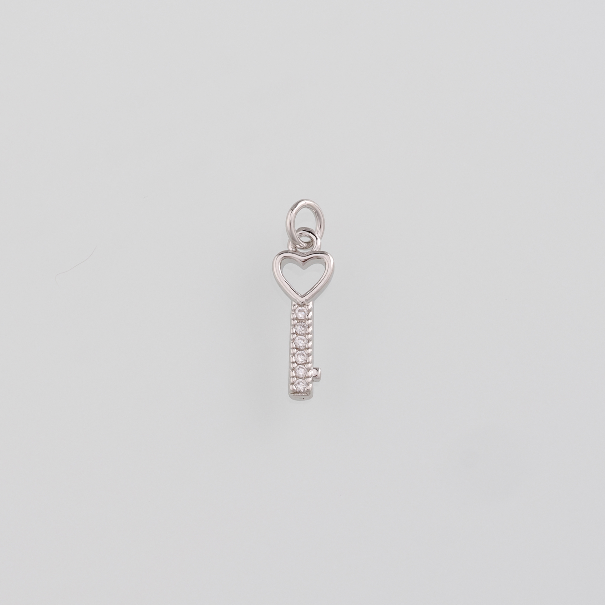 18K Gold Filled Heart Key Pendant,CZ Micro Pave Key Charm Earrings Necklace for DIY Jewelry Making Supply