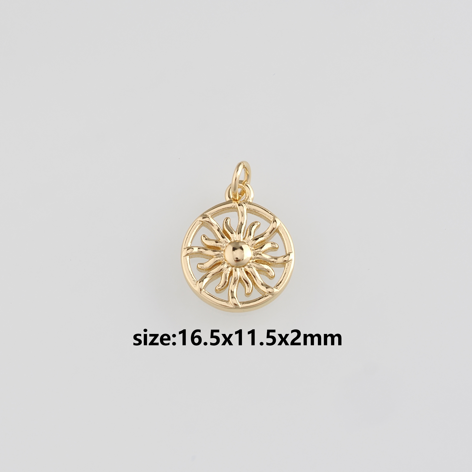 18K Gold Filled Sun Pendant,Celestial Sun Charm Earrings Necklace for DIY Jewelry Making Supply
