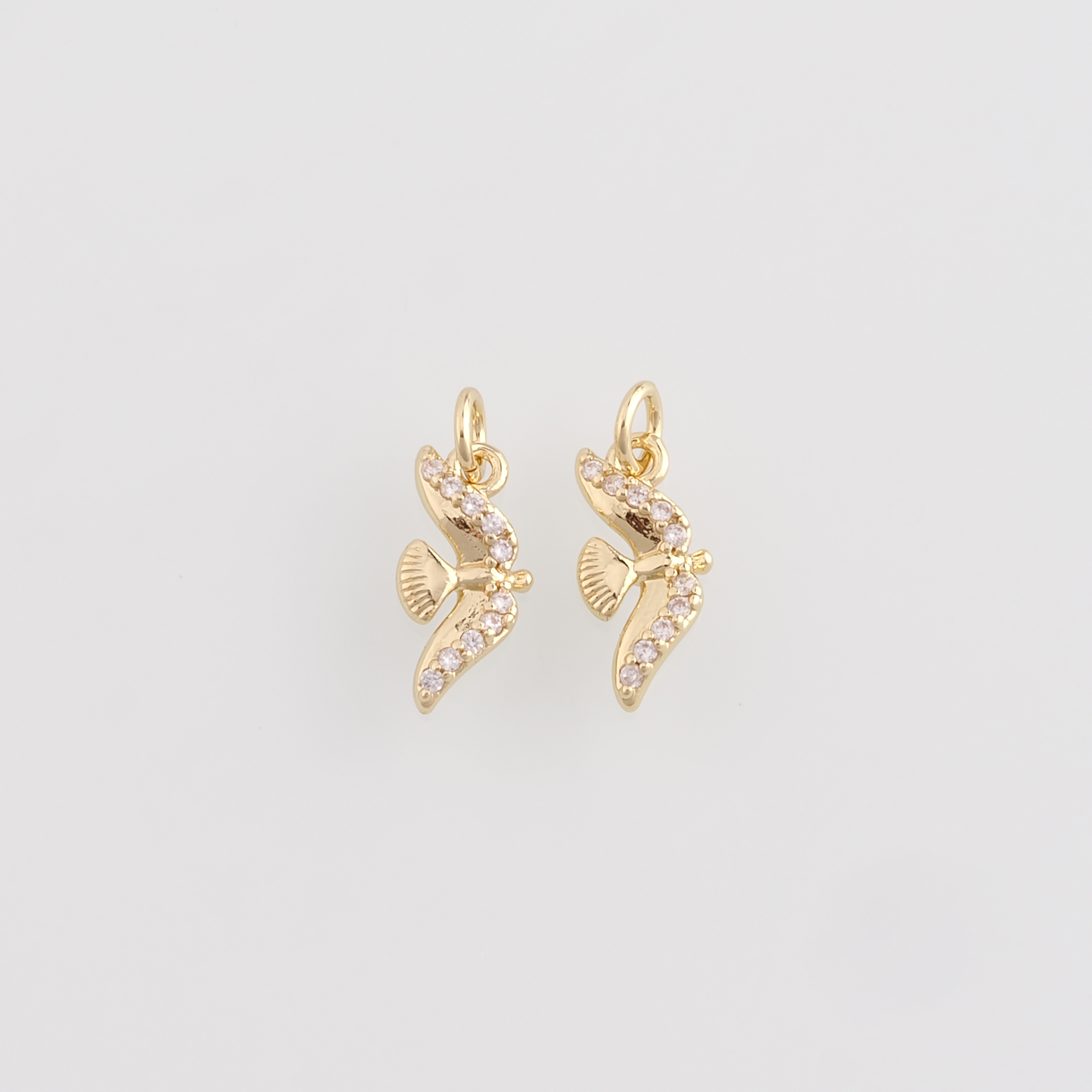 18K Gold Filled Bird Pendant,CZ Micro Pave Bird Charm Earrings Necklace for DIY Jewelry Making Supply