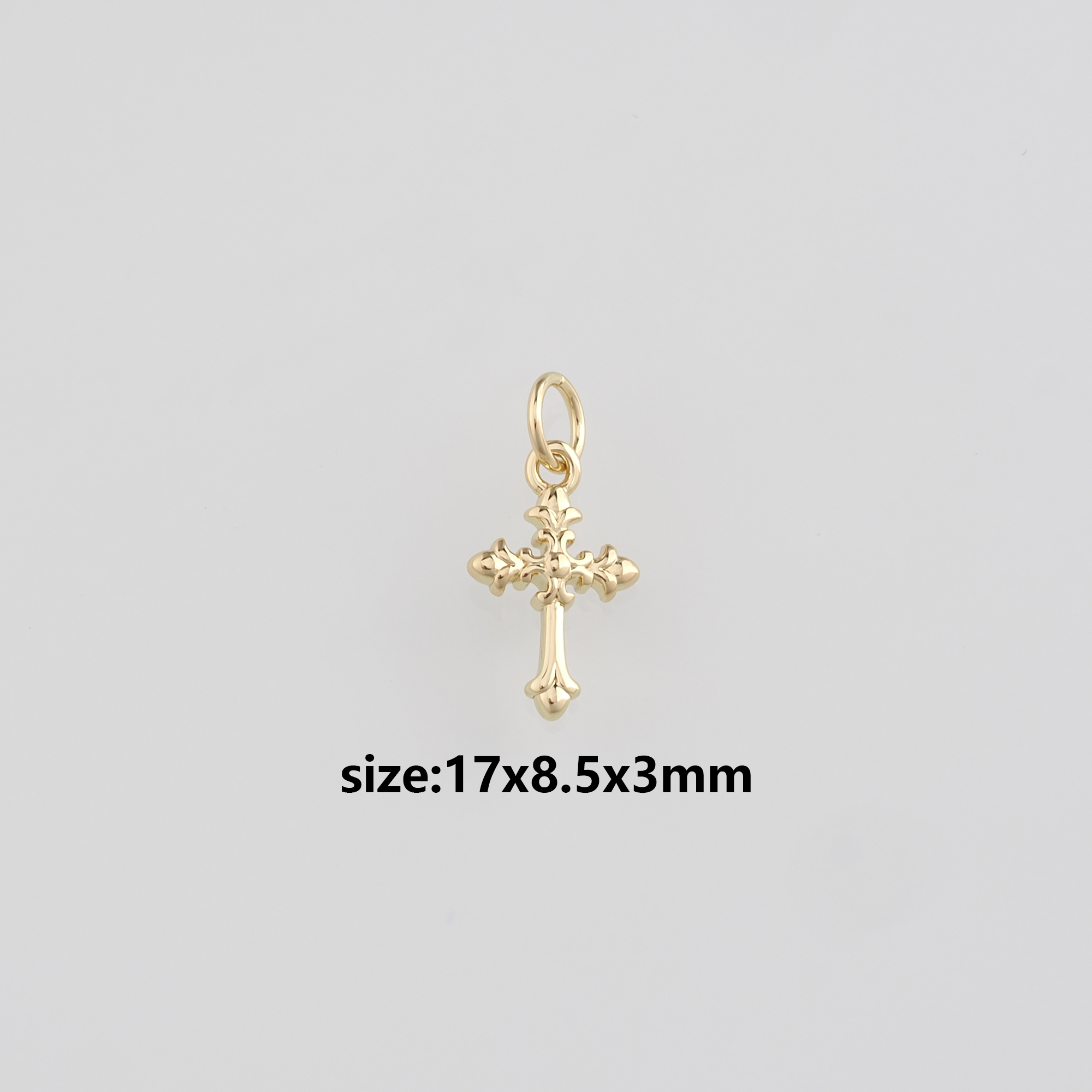 18K Gold Filled Cross Pendant,Religious Charm Earrings Necklace for DIY Jewelry Making Supply