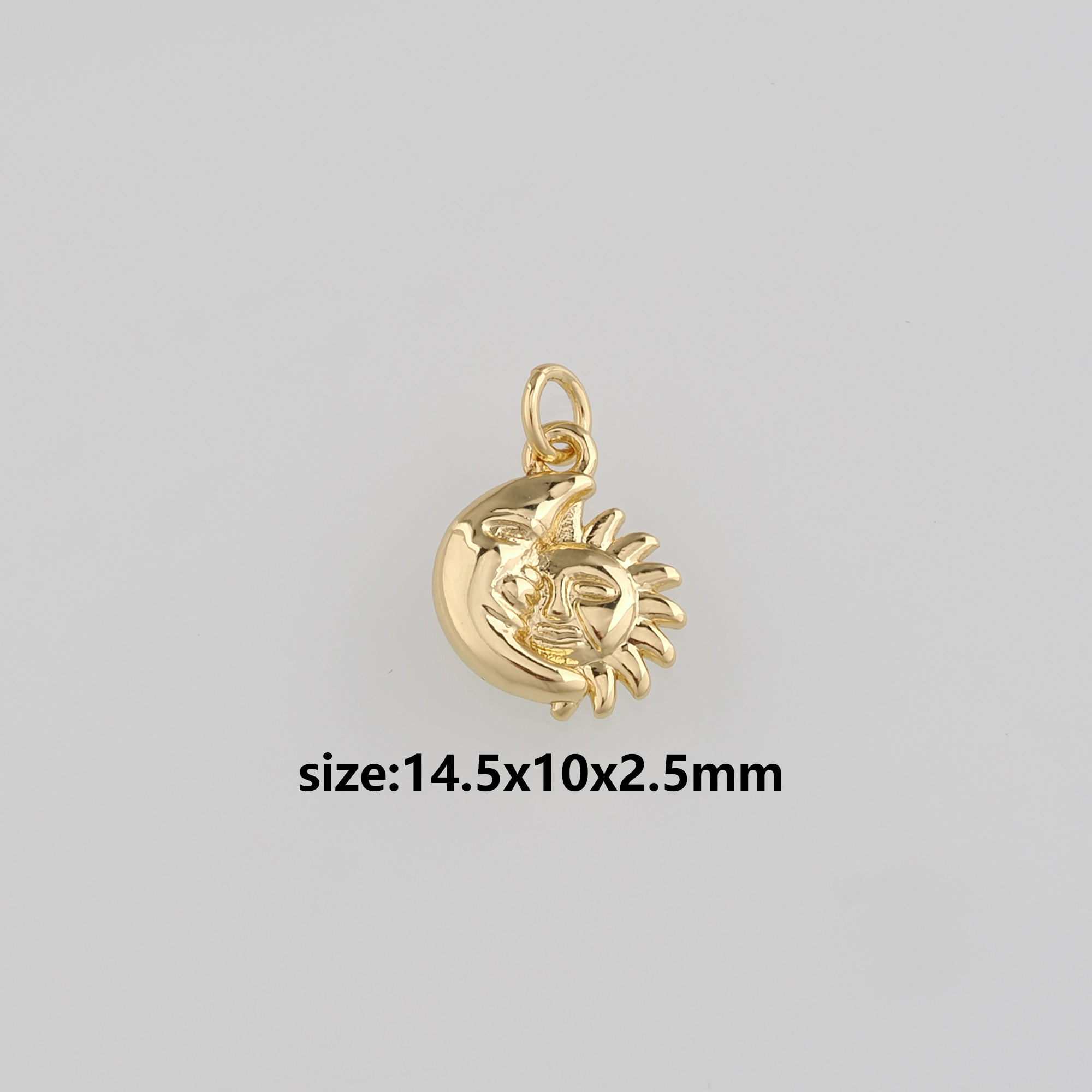 18K Gold Filled Sun Moon Pendant,Celestial Charm Earrings Necklace for DIY Jewelry Making Supply