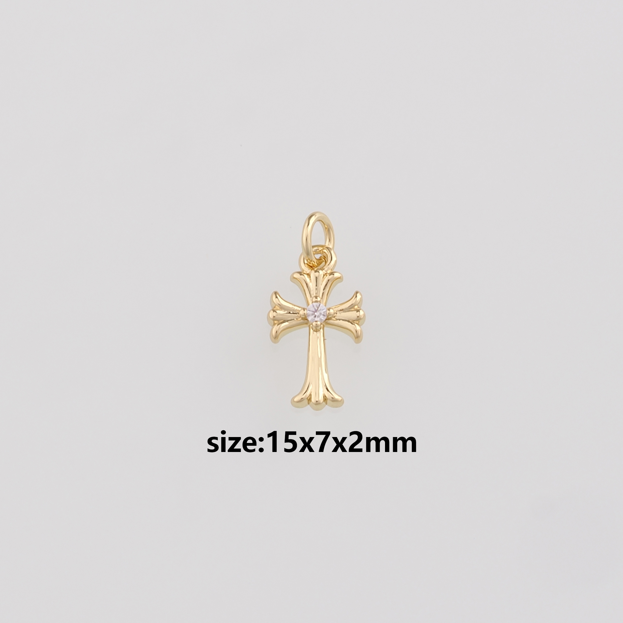 18K Gold Filled Cross Pendant,Religious Charm Earrings Necklace for DIY Jewelry Making Supply