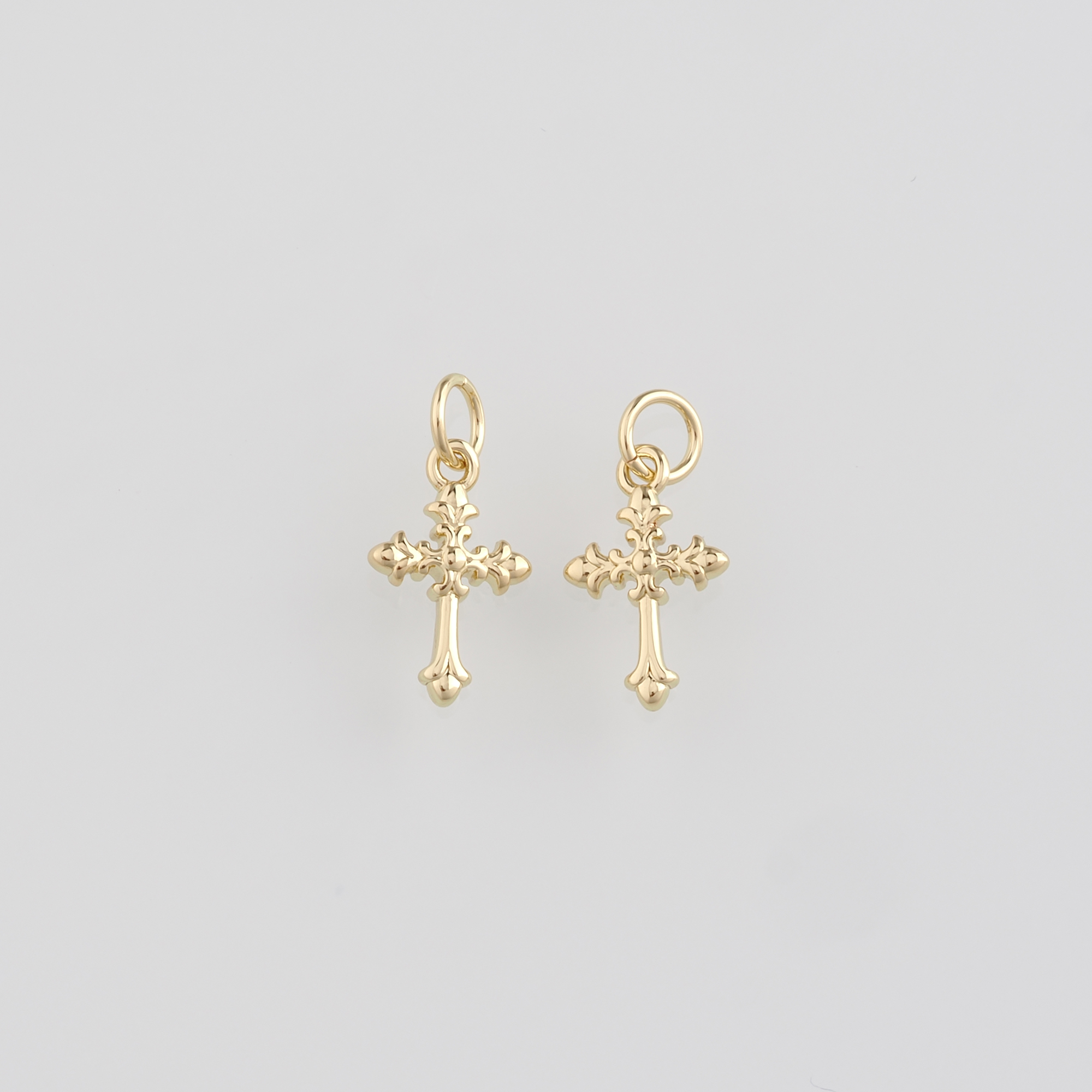 18K Gold Filled Cross Pendant,Religious Charm Earrings Necklace for DIY Jewelry Making Supply