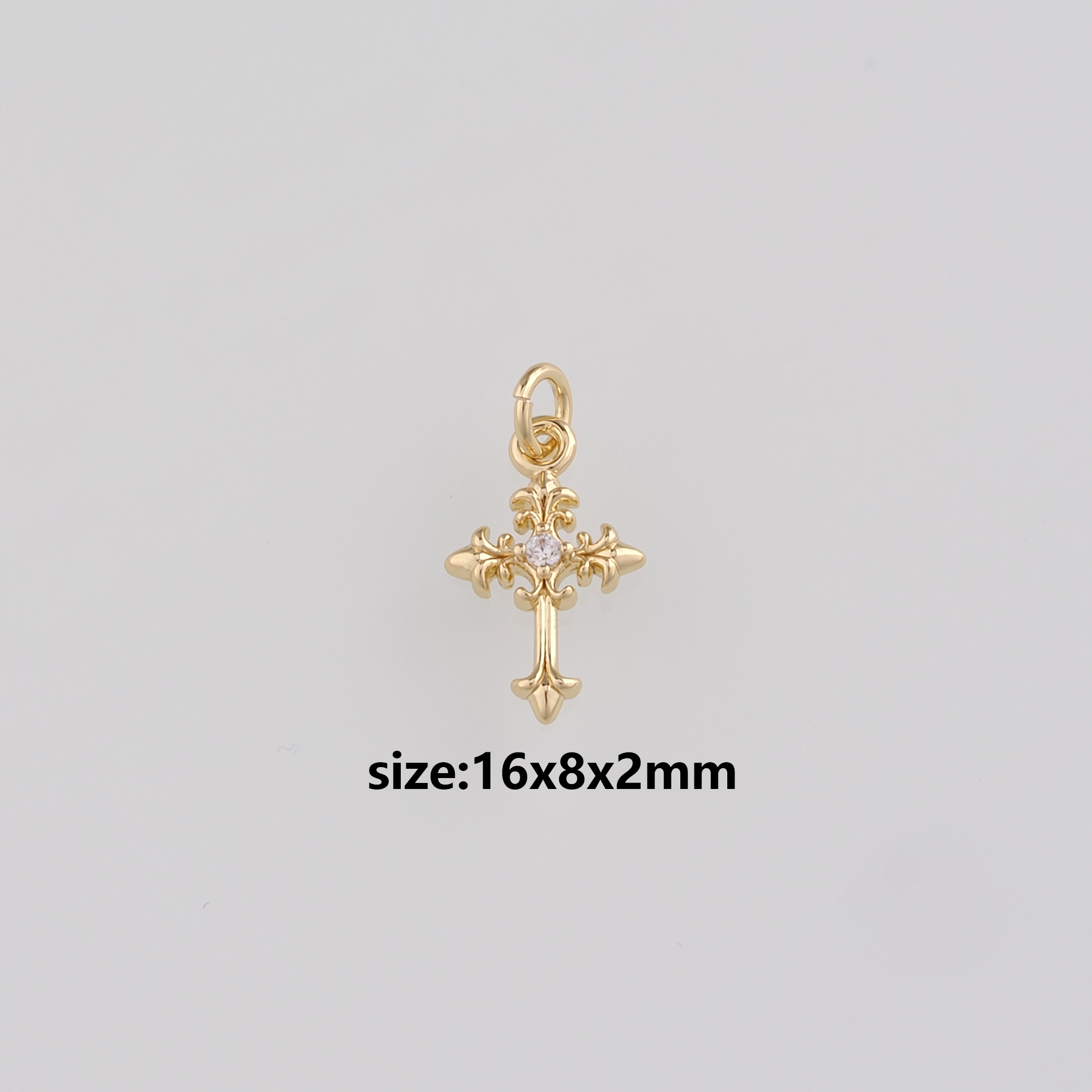 18K Gold Filled Cross Pendant,Religious Charm Earrings Necklace for DIY Jewelry Making Supply