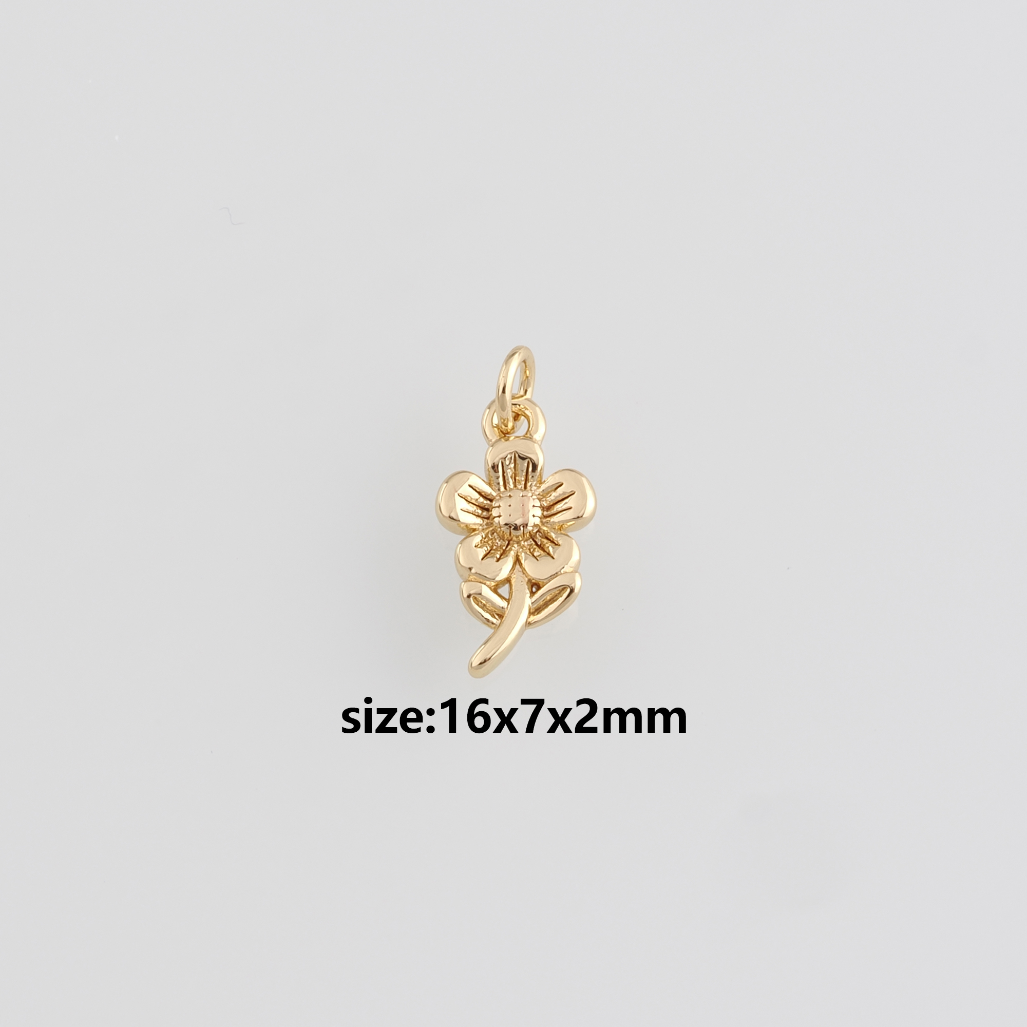 18K Gold Filled Flower Pendant,Flower Charm Earrings Necklace for DIY Jewelry Making Supply