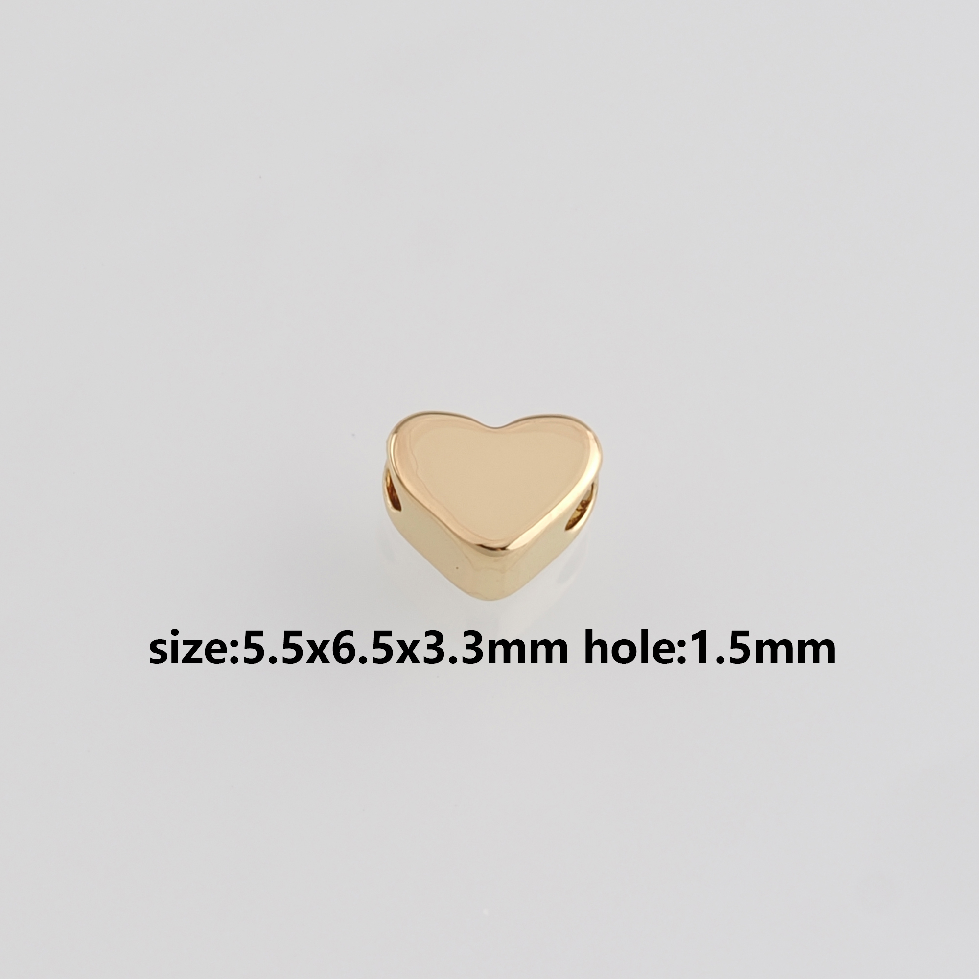 10Pcs 18K Gold Filled Heart Spacer Beads,Heart Bead for Bracelet Jewelry Necklace Making Supply