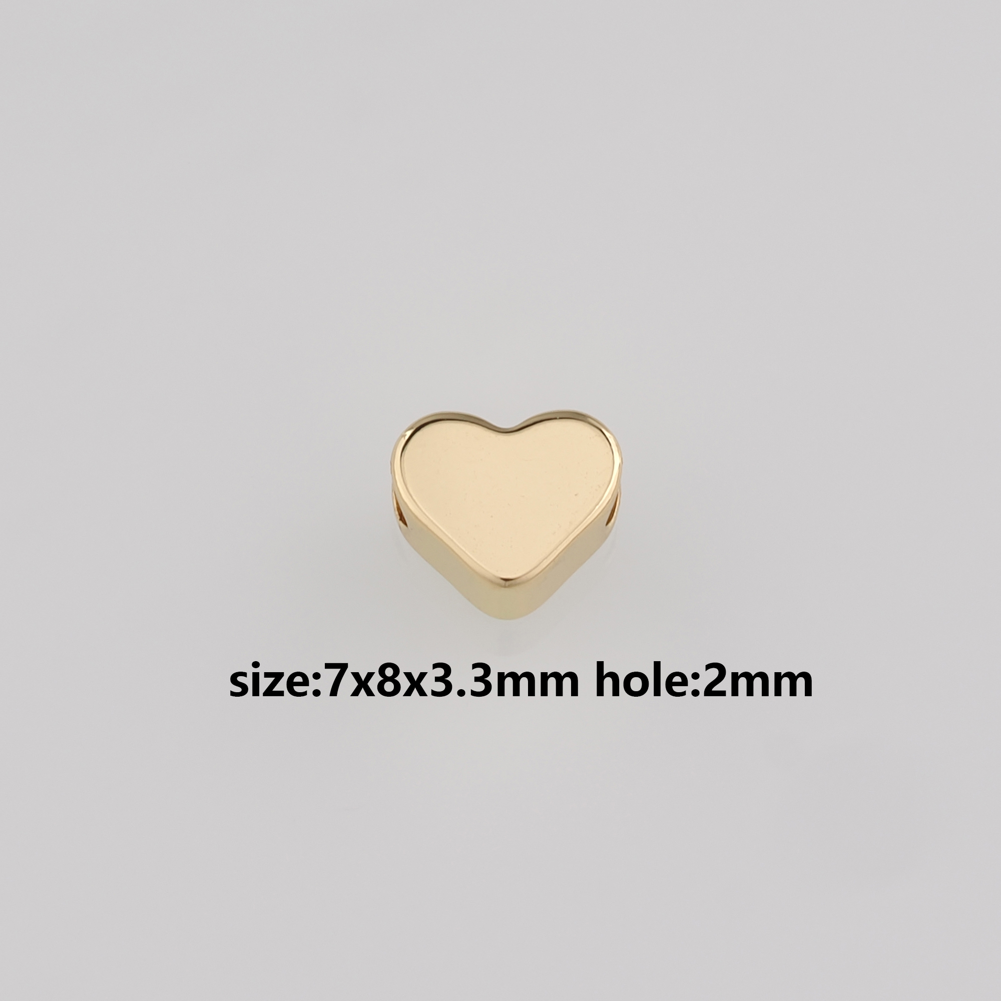 10Pcs 18K Gold Filled Heart Spacer Beads,Heart Bead for Bracelet Jewelry Necklace Making Supply