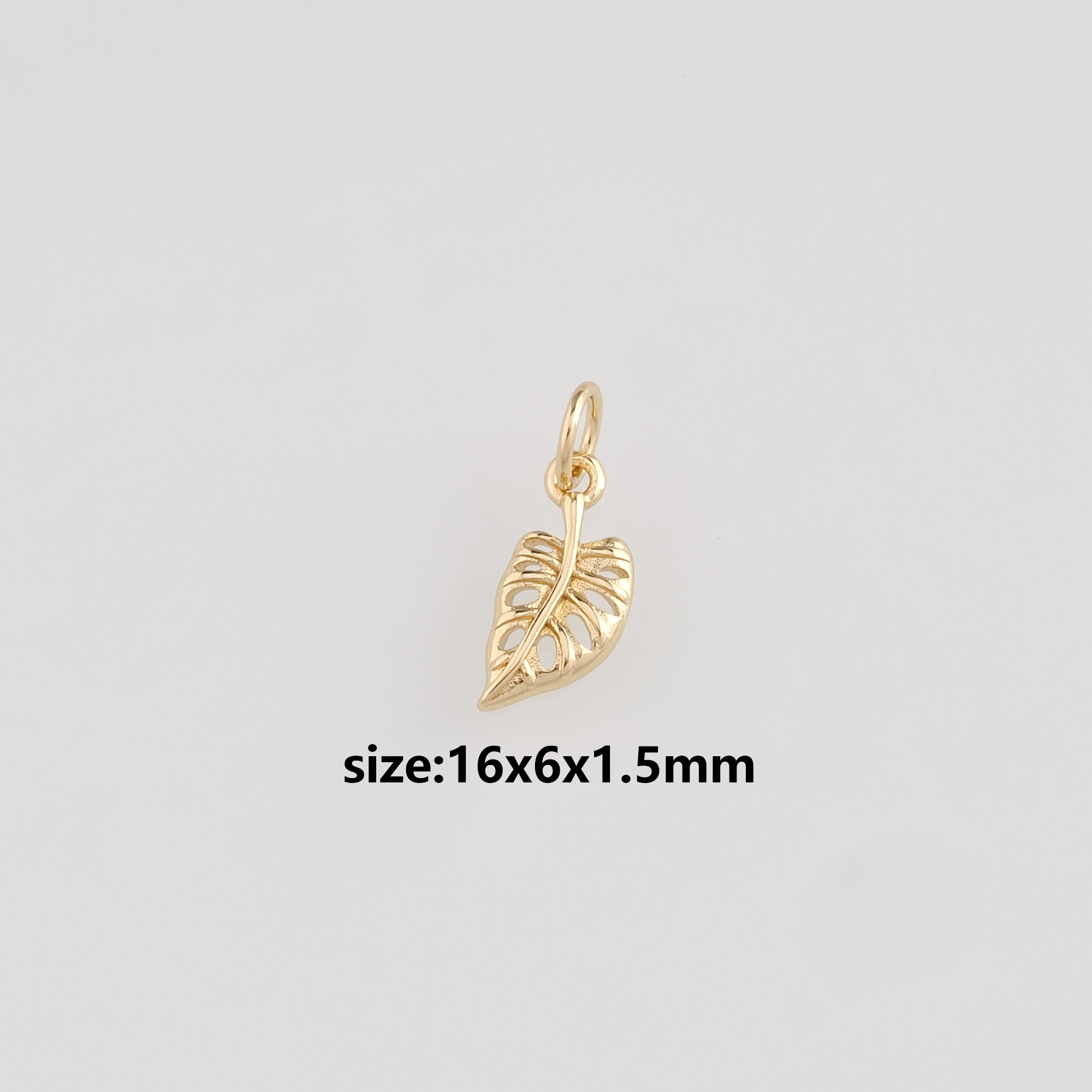 18K Gold Filled Monstera Leaf Pendant,Leaf Charm Earrings Necklace for DIY Jewelry Making Supply