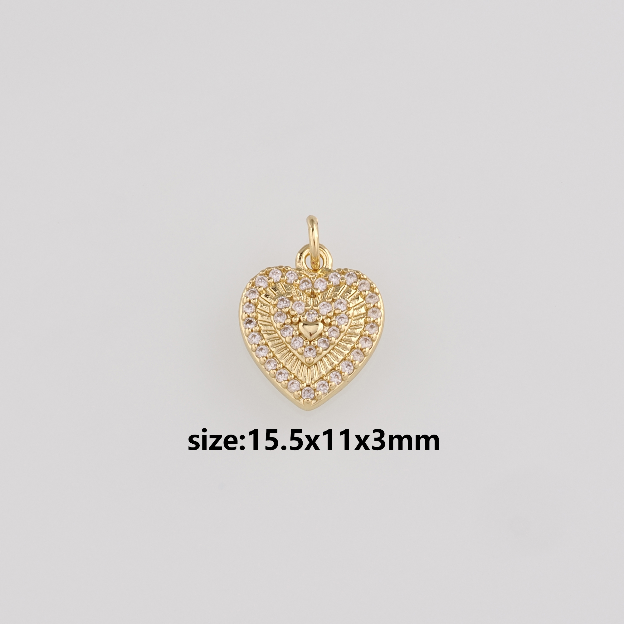 18K Gold Filled Heart Pendant,CZ Micro Pave Heart Charm Earrings Necklace for DIY Jewelry Making Supply