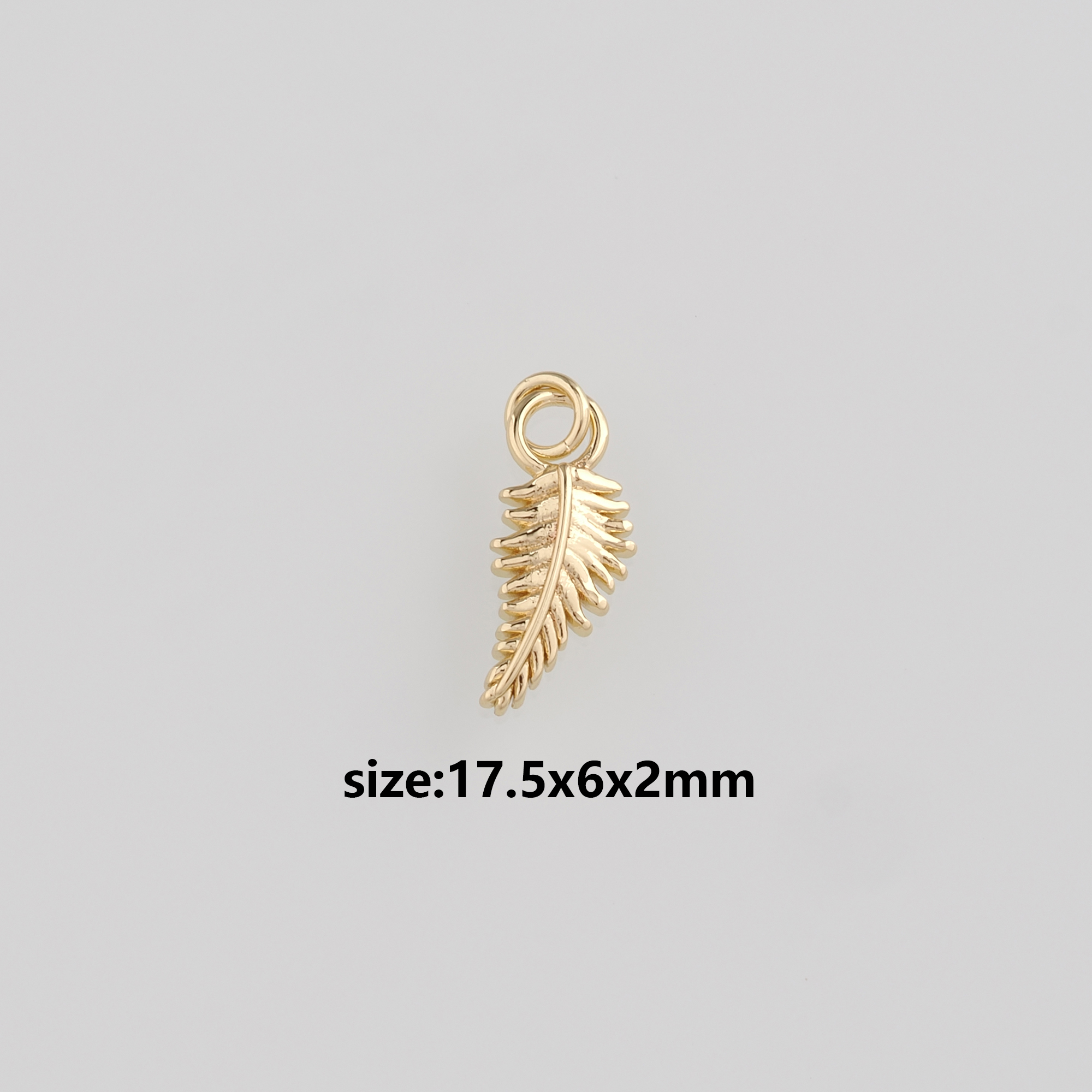 18K Gold Filled Feather Pendant,Feather Charm Earrings Necklace for DIY Jewelry Making Supply