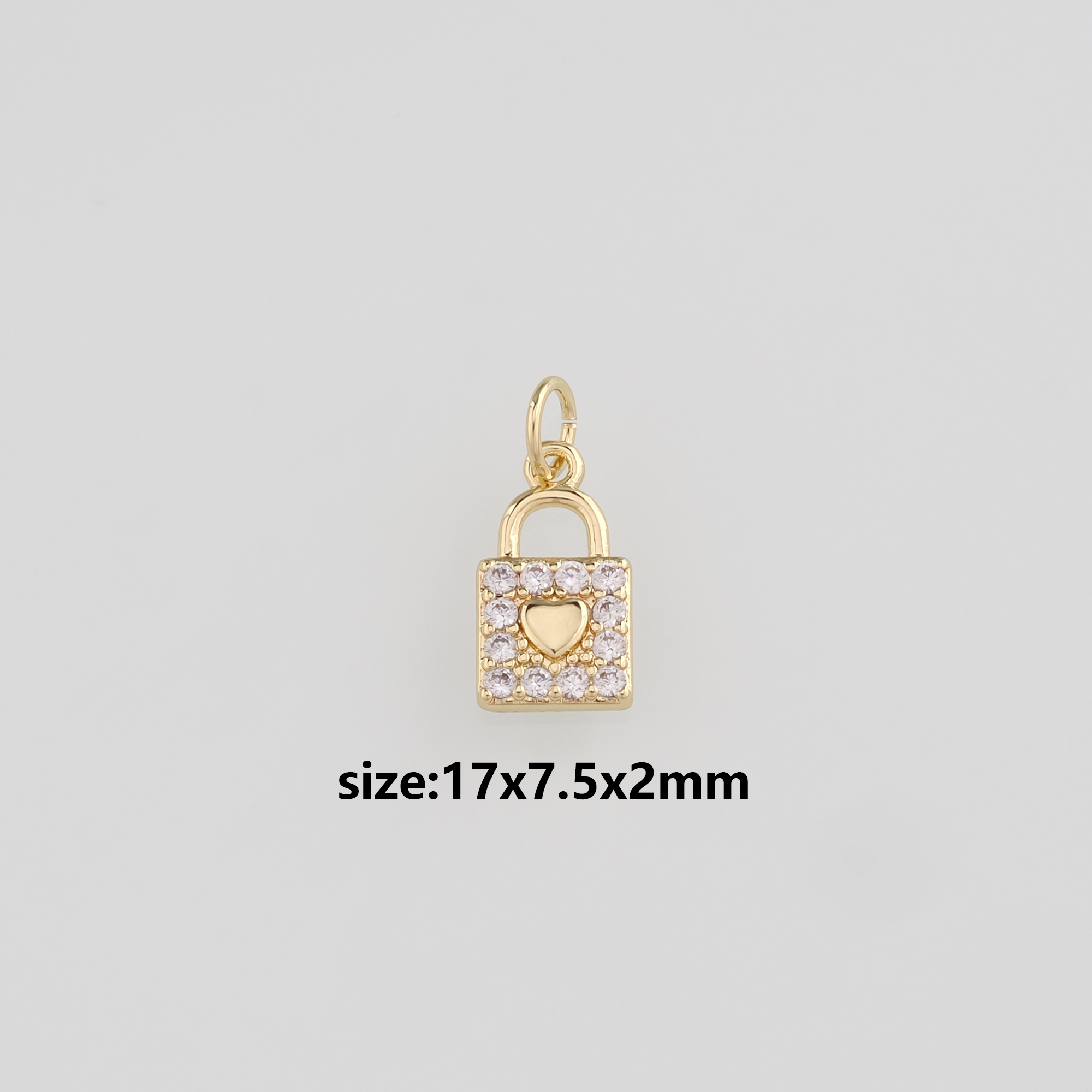 18K Gold Filled Lock Pendant,CZ Micro Pave Lock Charm Earrings Necklace for DIY Jewelry Making Supply