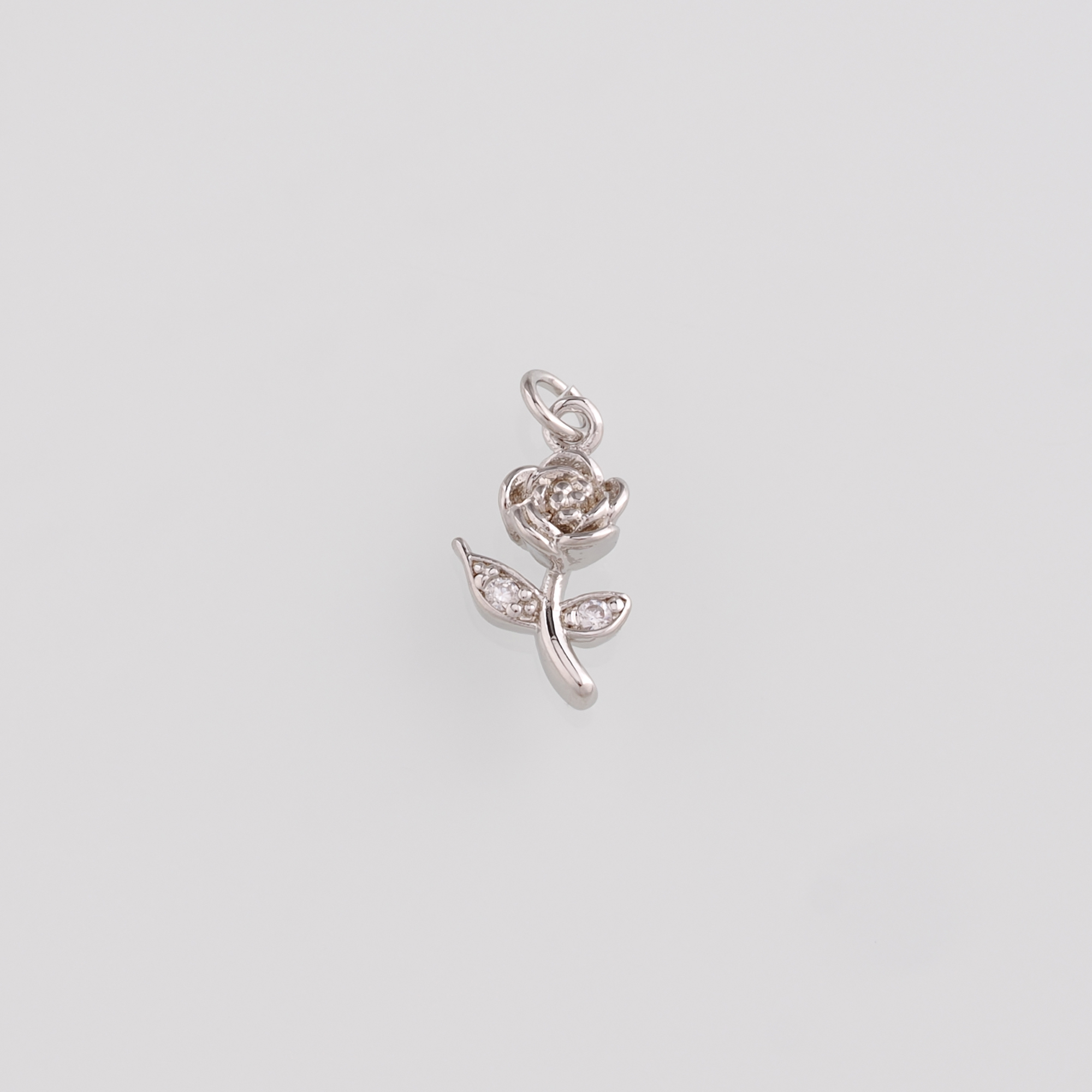 18K Gold Filled Rose Pendant,CZ Micro Pave Rose Charm Earrings Necklace for DIY Jewelry Making Supply