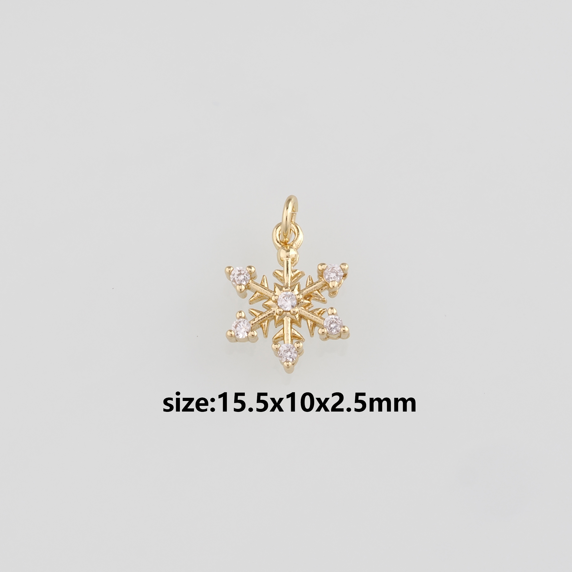18K Gold Filled Snowflake Pendant,Christmas Snowflake Charm Earrings Necklace for DIY Jewelry Making Supply
